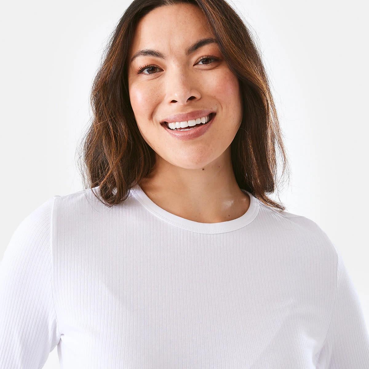 4 Long Sleeve Rib Crew Neck T-shirt White, 4 of 5