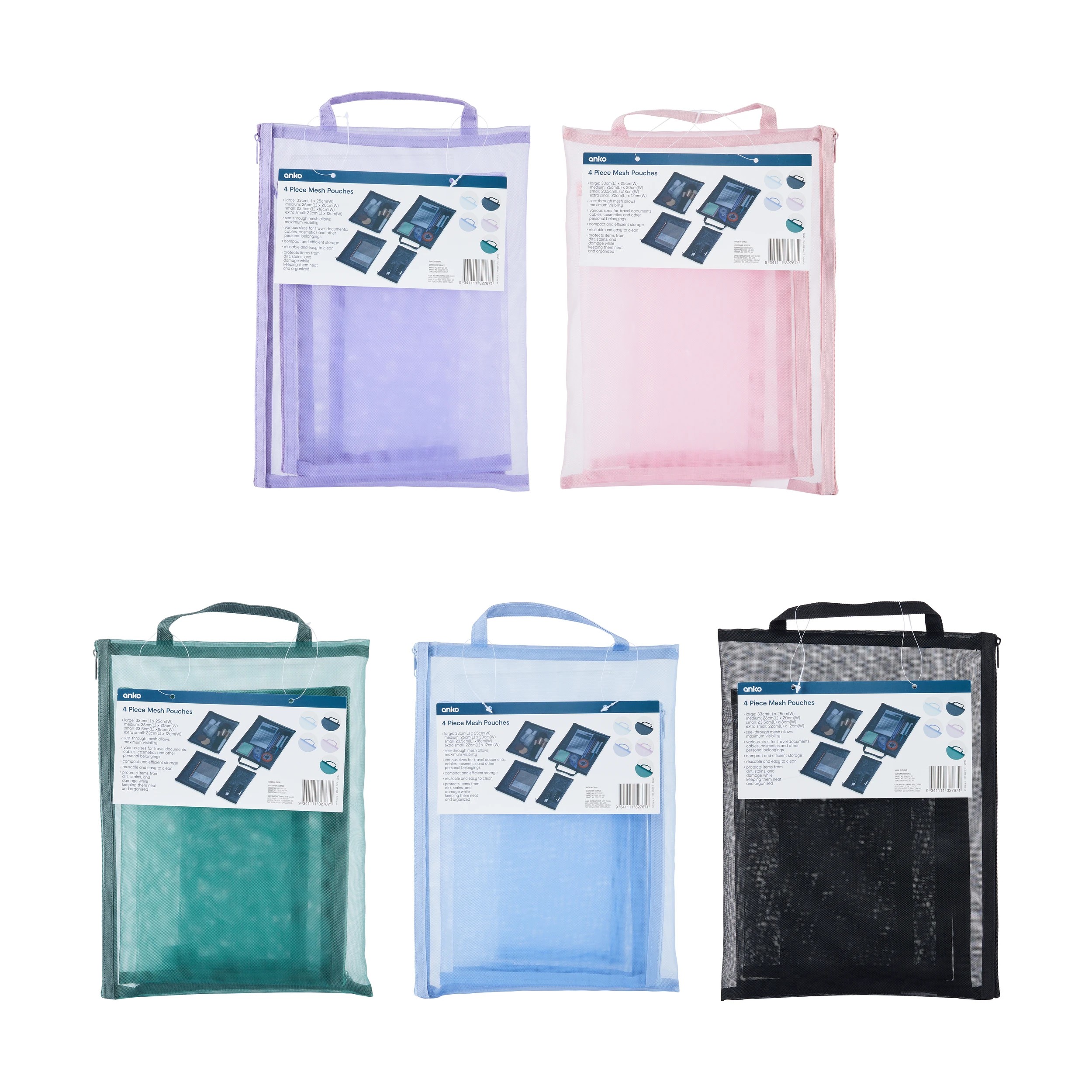 4 4 Piece Mesh Pouches - Assorted, 4 of 4