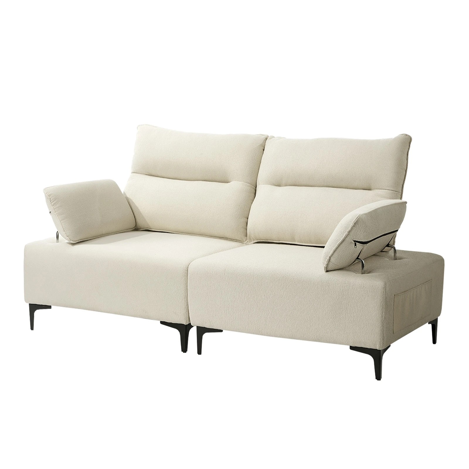1 Oikiture 2 Seater Love Seat Couch Sofa Chair - Beige, 1 of 10