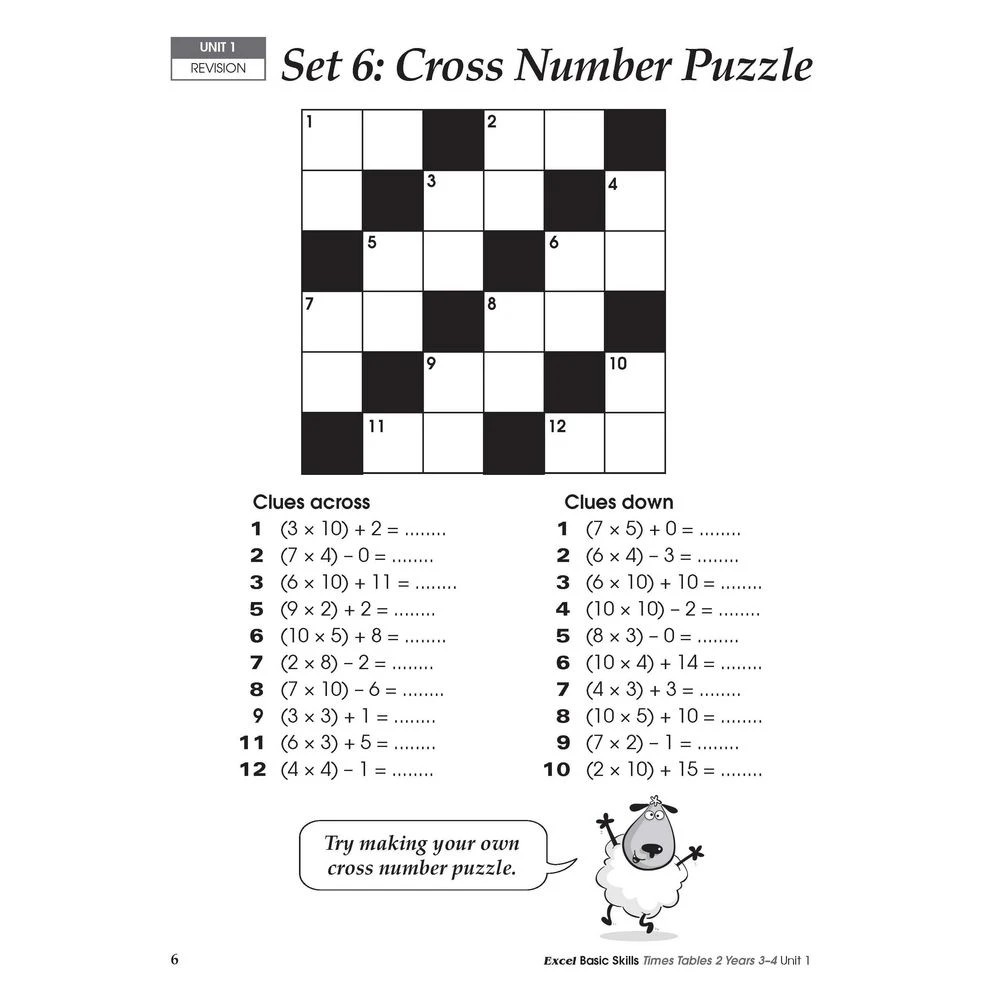 6 Excel Basic Skills: Times Tables Book 2 Year 3-4, 6 of 7