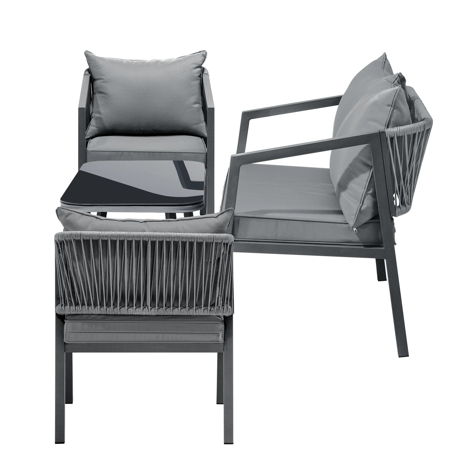 6 Livsip 4pcs Garden Outdoor Furniture Setting Lounge Patio Sofa Table Chairs Set
 - Grey, 6 of 10