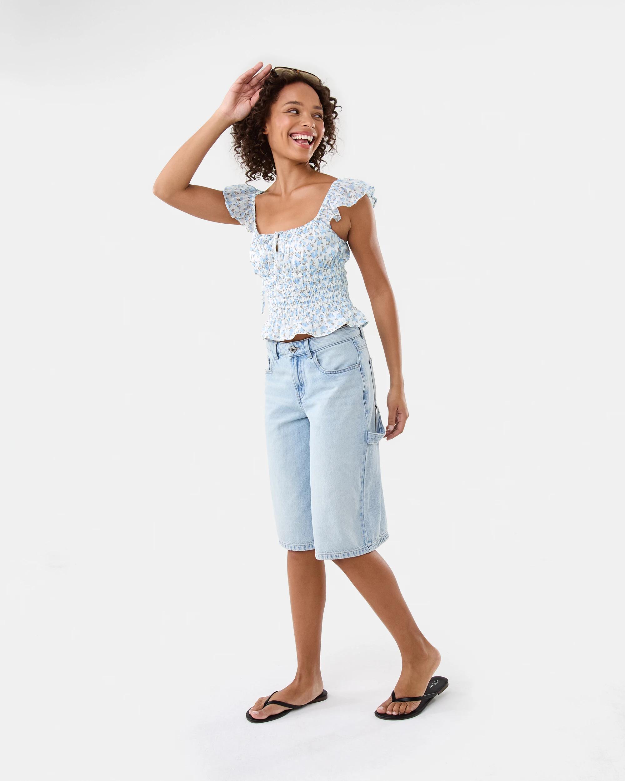 3 Tie Front Boho Top Blu Floral, 3 of 7