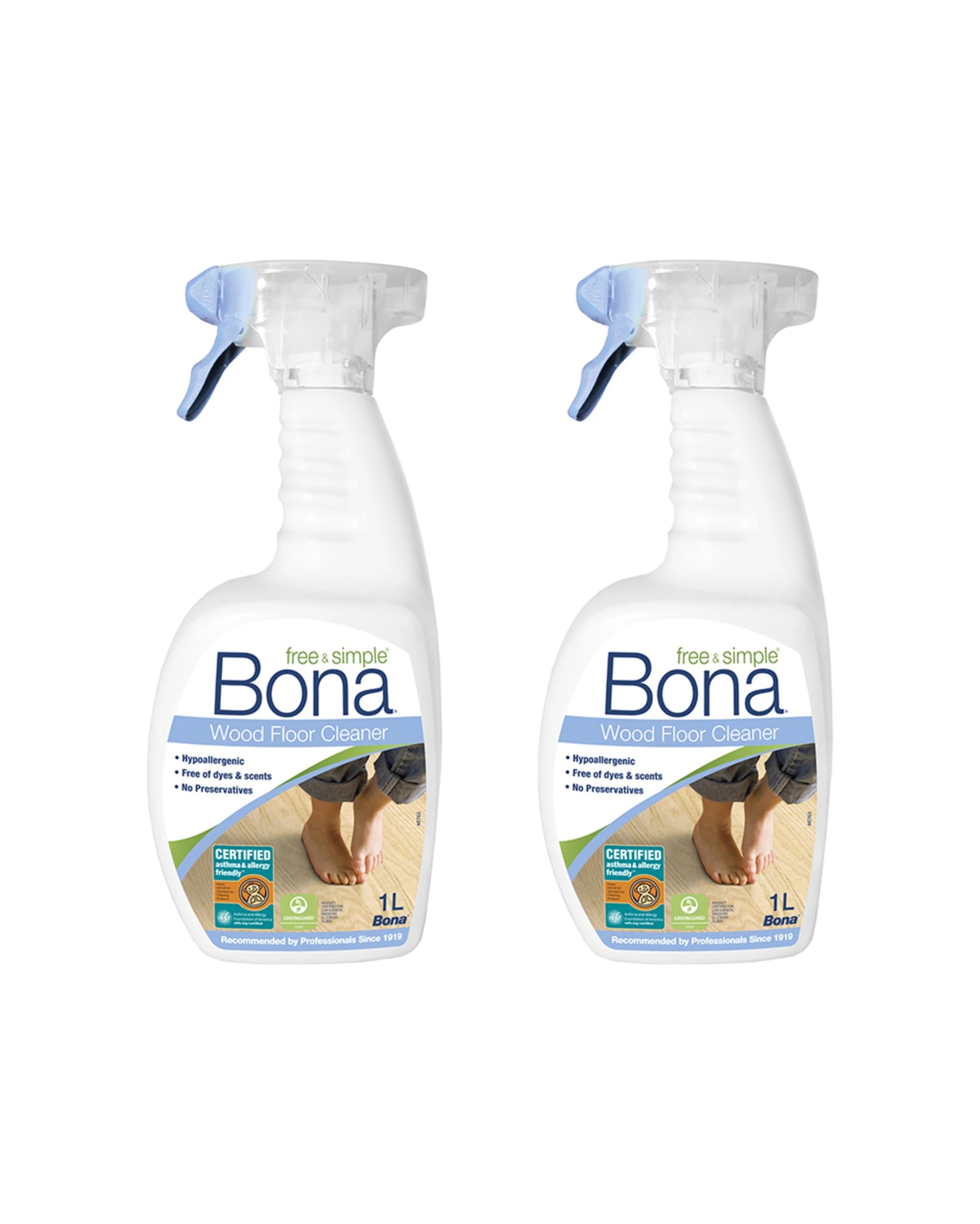 1 Bona Wood Floor Cleaner 2 x 1L Spray Bottles - Multi, 1 of 1
