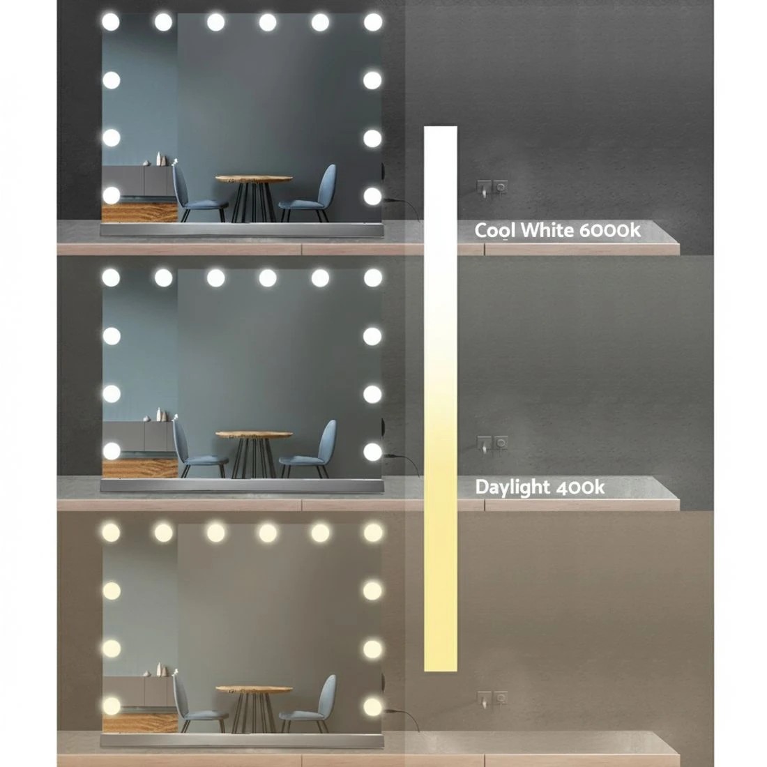5 Embellir Makeup Mirror 58x46cm Hollywood Vanity with LED Light Tabletop Wall - Multi, 5 of 7
