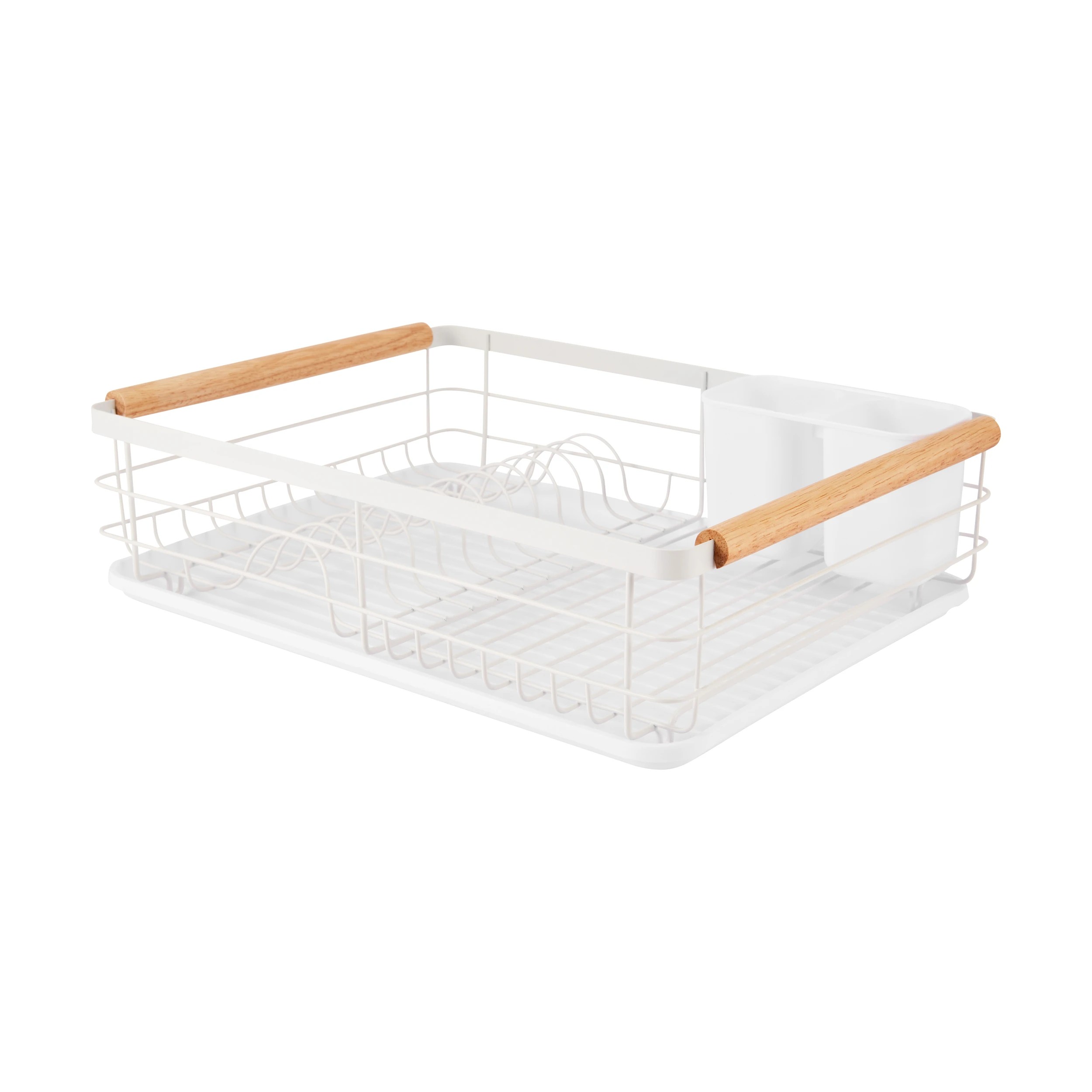 1 White Wooden Handle Dish Rack, 1 of 6