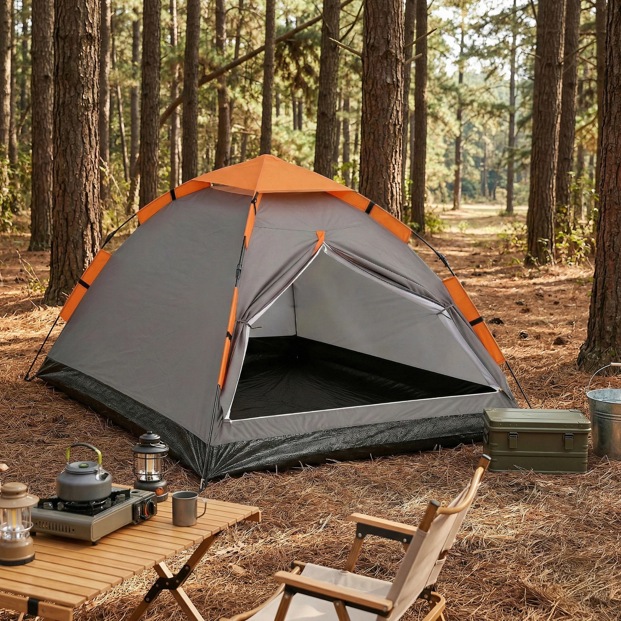 3 Weisshorn 2 Person Instant Pop Up Camping Tent Automatic Waterproof Hiking Beach - Grey, 3 of 3