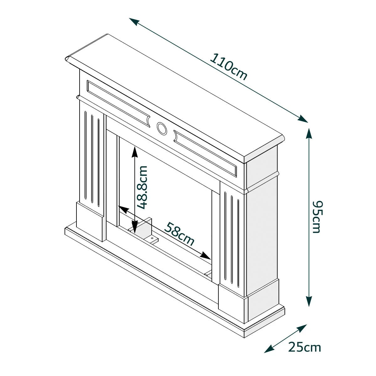 4 Moda Living Aura Electric Fireplace Heater White Mantel Suite - White, 4 of 8