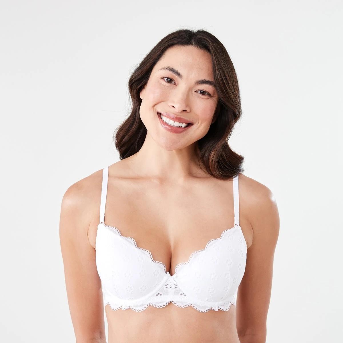 1 Co-ordinated Broderie T-shirt Bra WHITE, 1 of 6