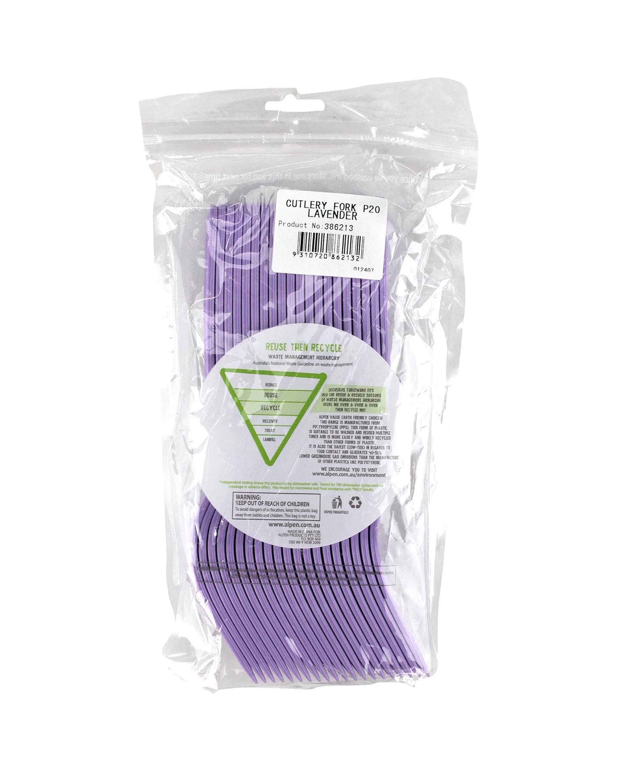3 Alpen Lavender Reusable Plastic Forks Pack of 20 - Purple, 3 of 3
