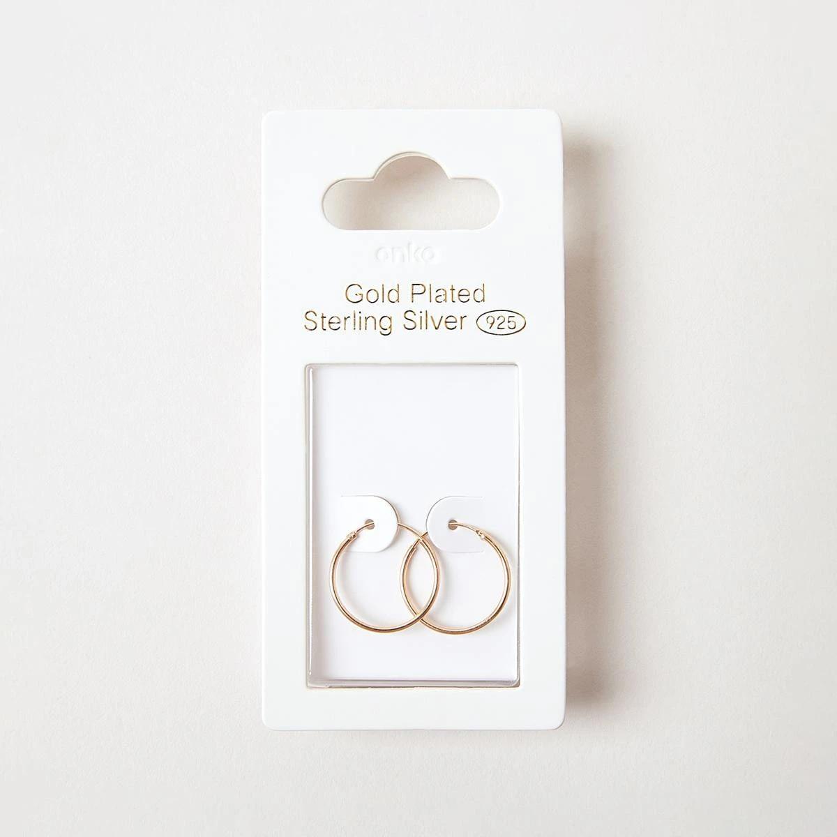 4 Gold Plated Sterling Silver Hoop Earrings - 20mm Gold, 4 of 6