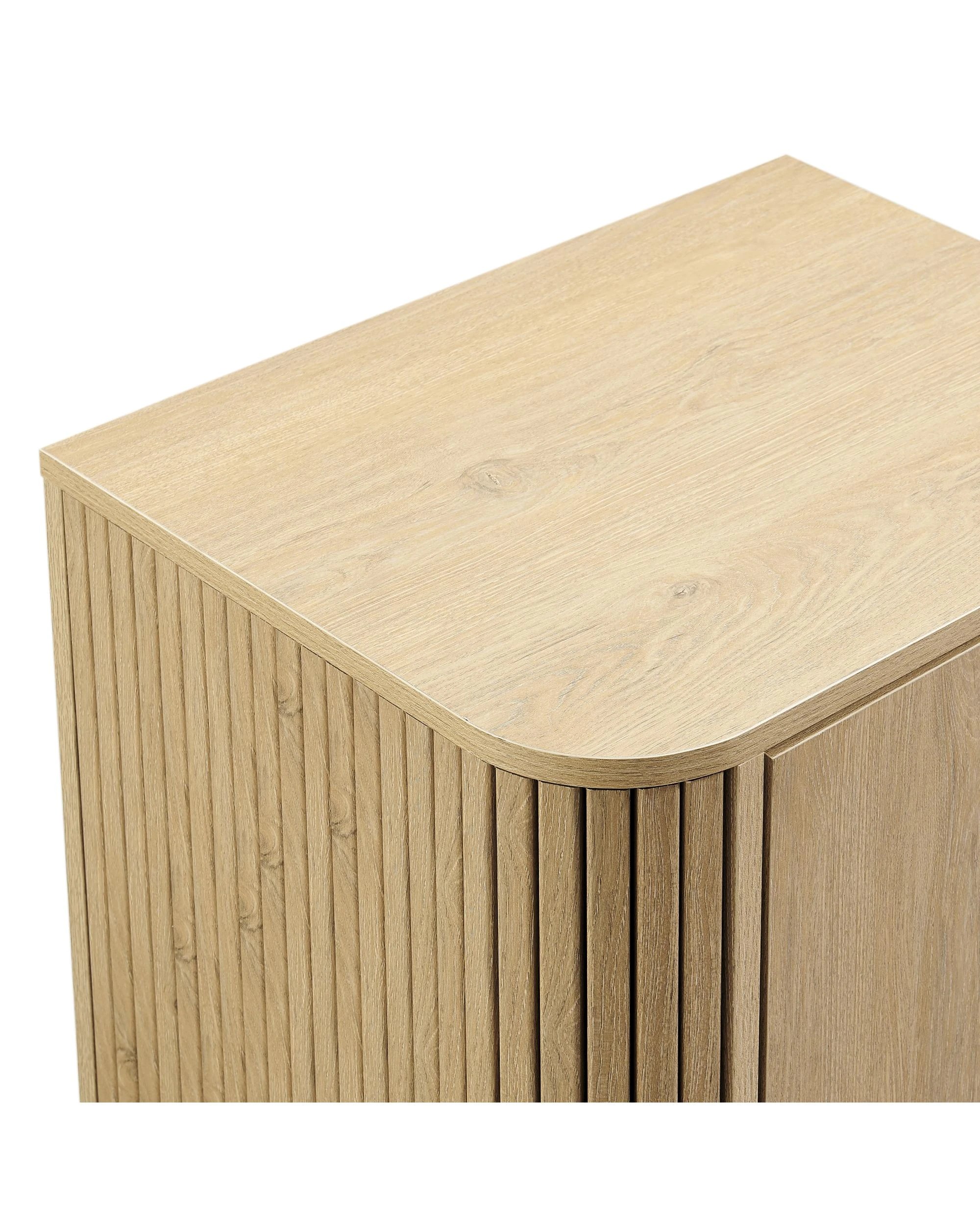 7 Kodu Curved Bedside Unit Nightstand Side Table 1 Door Oak - Natural, 7 of 10