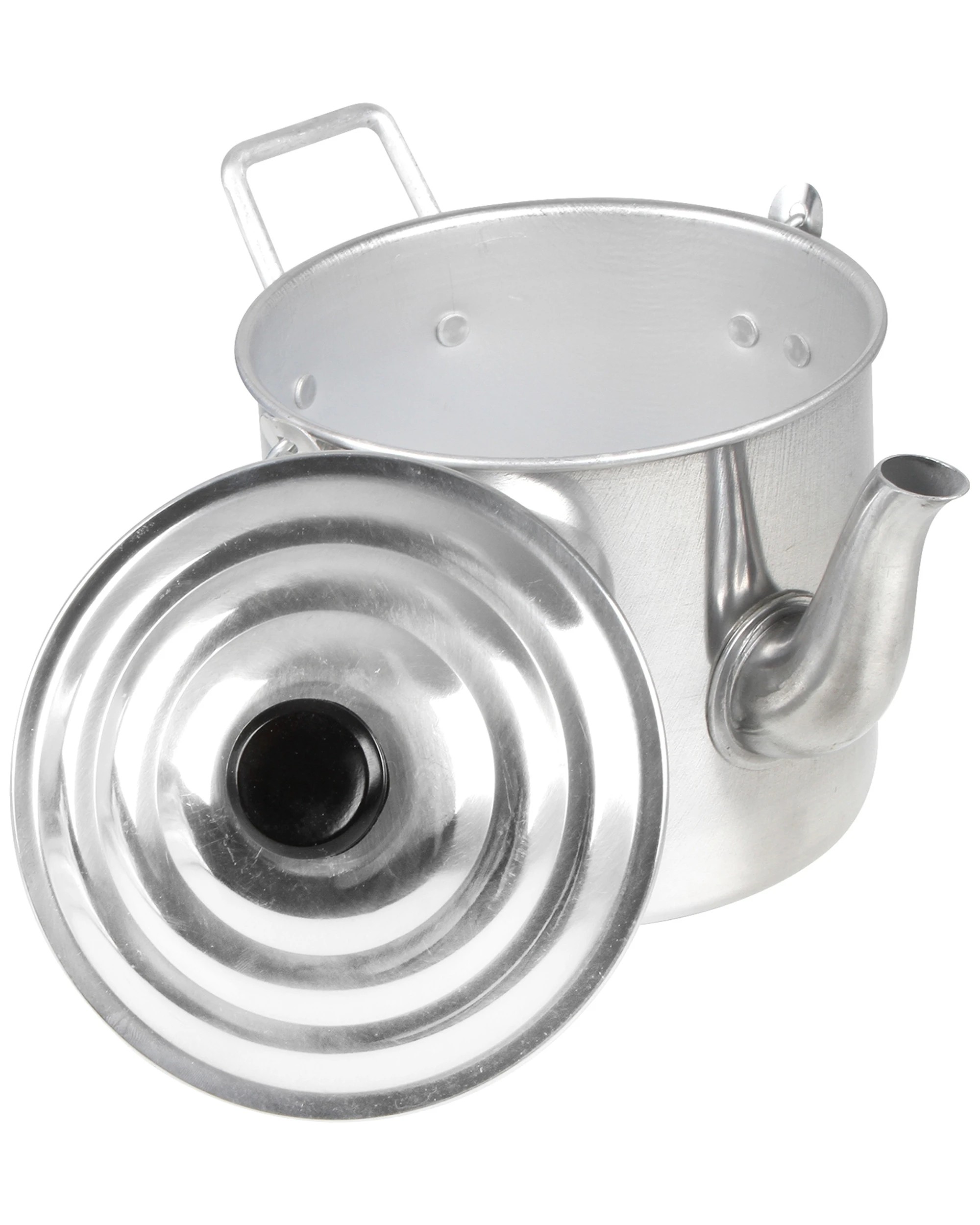 2 Wildtrak 1800ml Aluminium Billy Teapot Water Boiler Camping Non-Drip Spout - Silver, 2 of 3