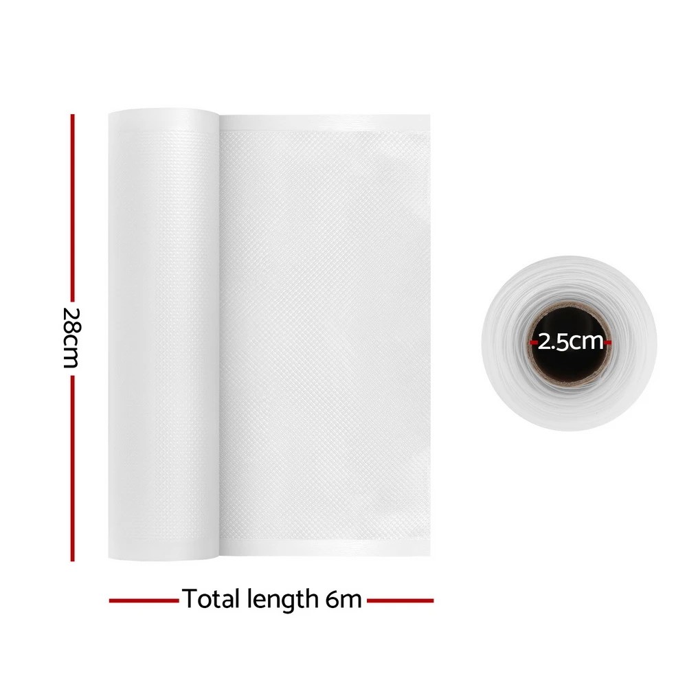 2 2 Rolls Food Vacuum Sealer Bags Storage Saver Heat Sealing Bag Pack 28CMX6M - Clear, 2 of 3