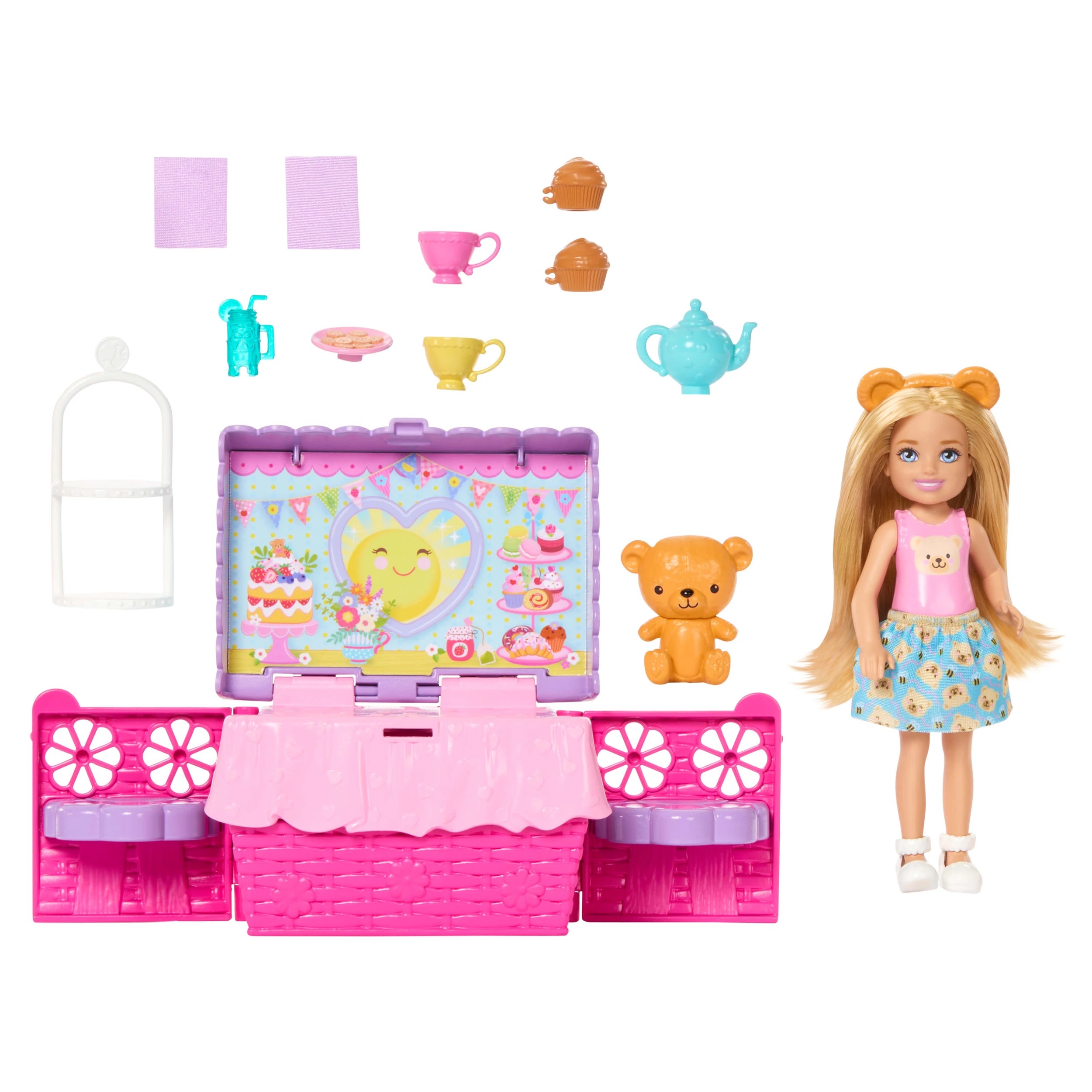 2 Barbie Family & Friends Club Chelsea Tea Party Picnic Playset, 2 of 6