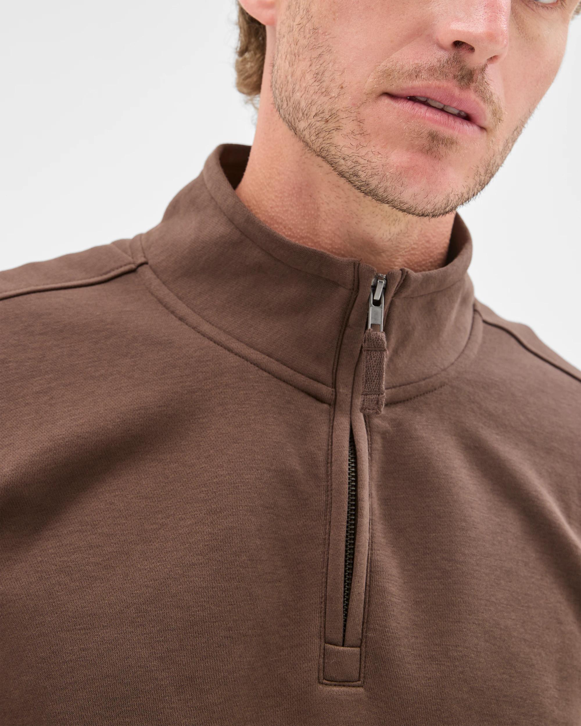 5 Target Man Australian Cotton Blend Fleece 1/2 Zip Top CHOCOLATE, 5 of 7