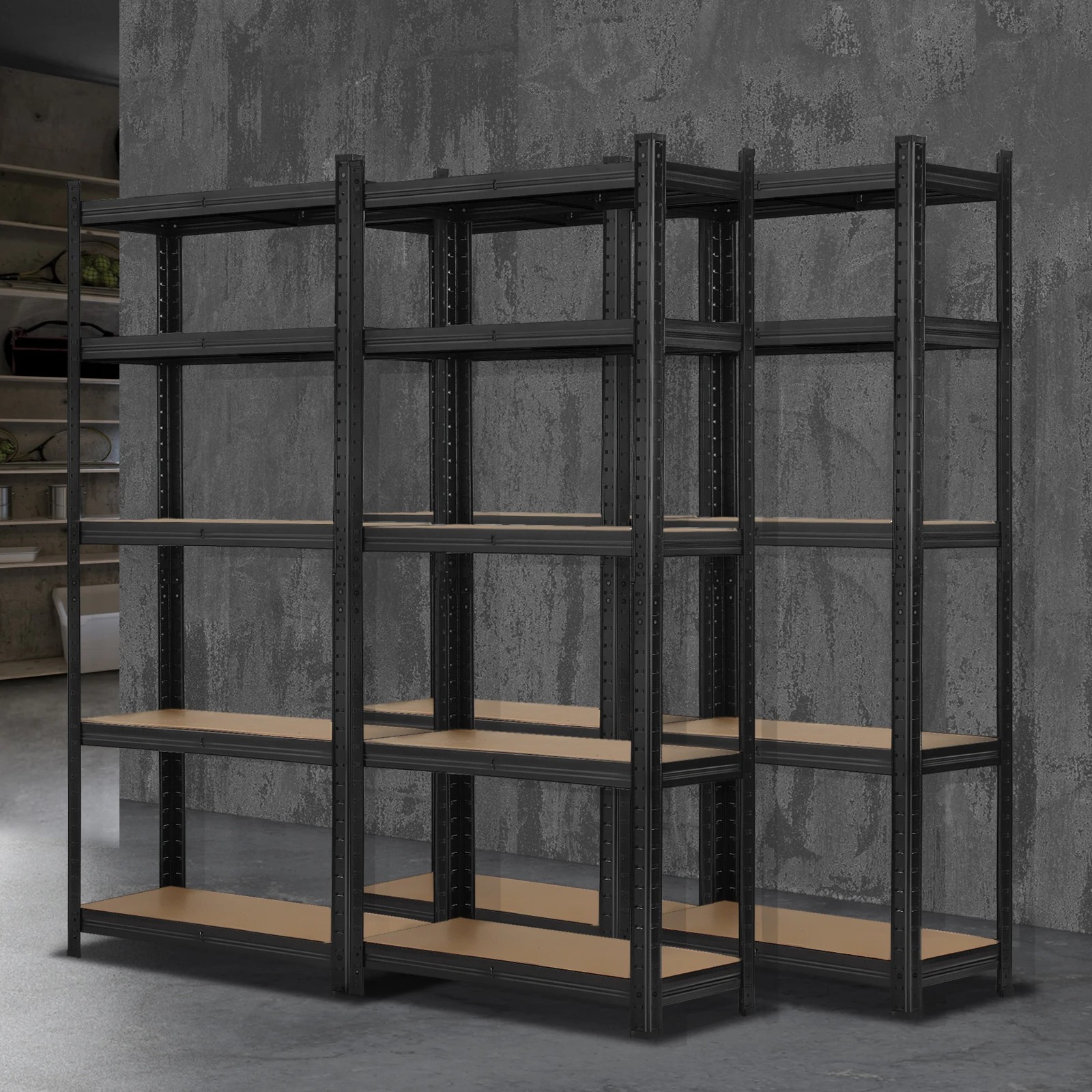 3 Sharptoo 4x1.5m Garage Shelving Shelves Warehouse Storage Rack Pallet Racking - Black, 3 of 6