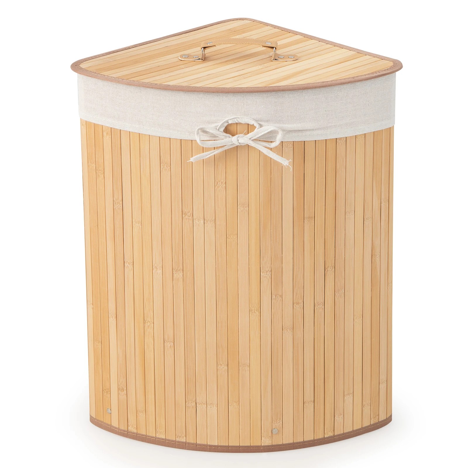 5 Costway 72L Bamboo Laundry Hamper Corner Storage Basket w/Lid - Natural, 5 of 5