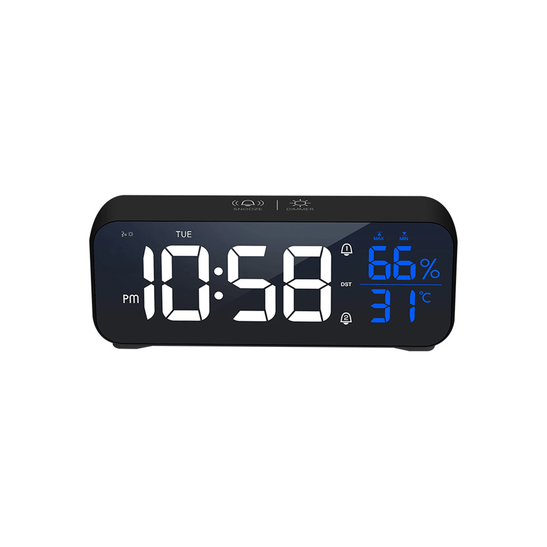 2 TODO LED Digital Alarm Clock Temperature Display Music Alarm USB Rechargeable - Black, 2 of 2
