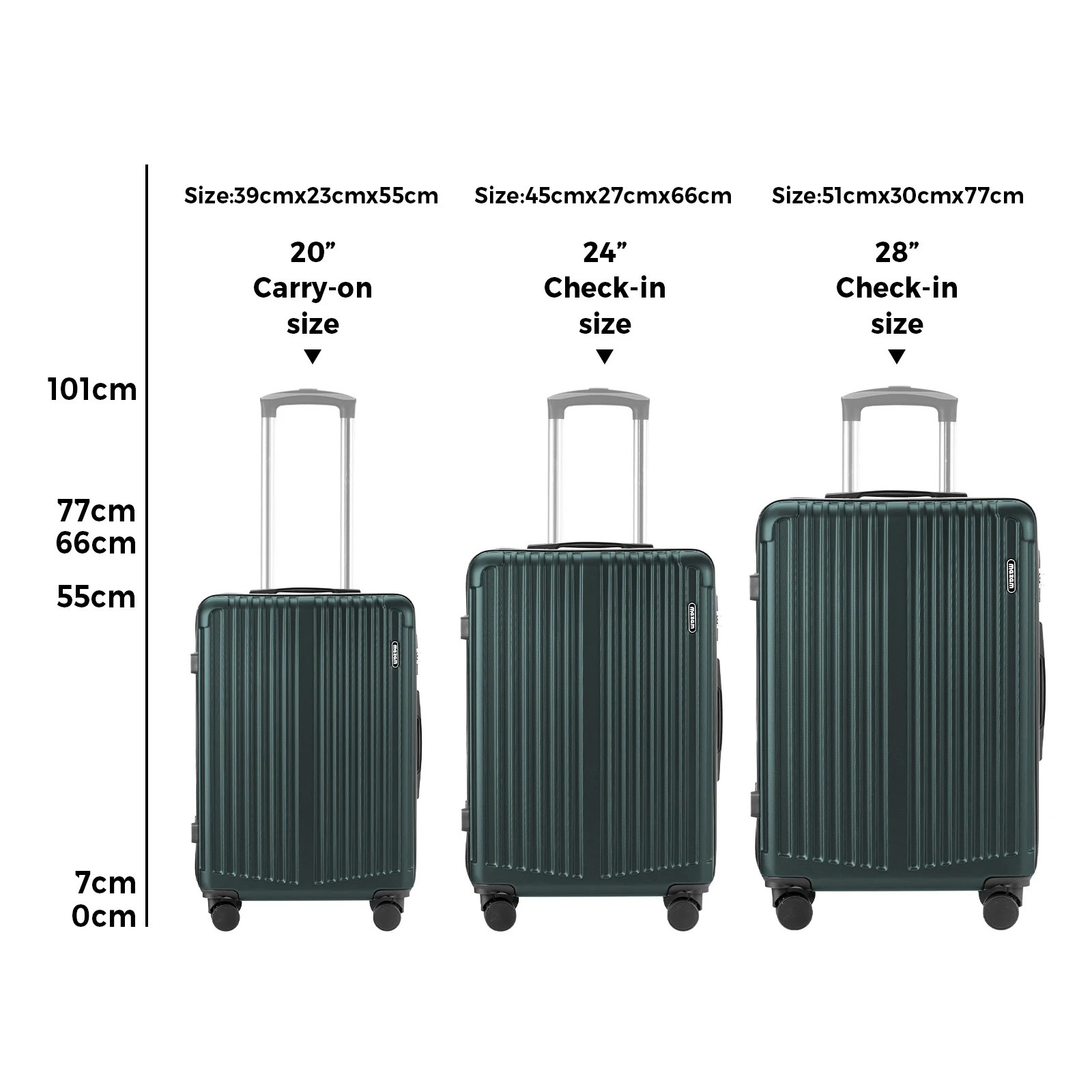 2 Mazam 3PCS Luggage Suitcase Trolley Set TSA Lock Hard Case - Green, 2 of 9
