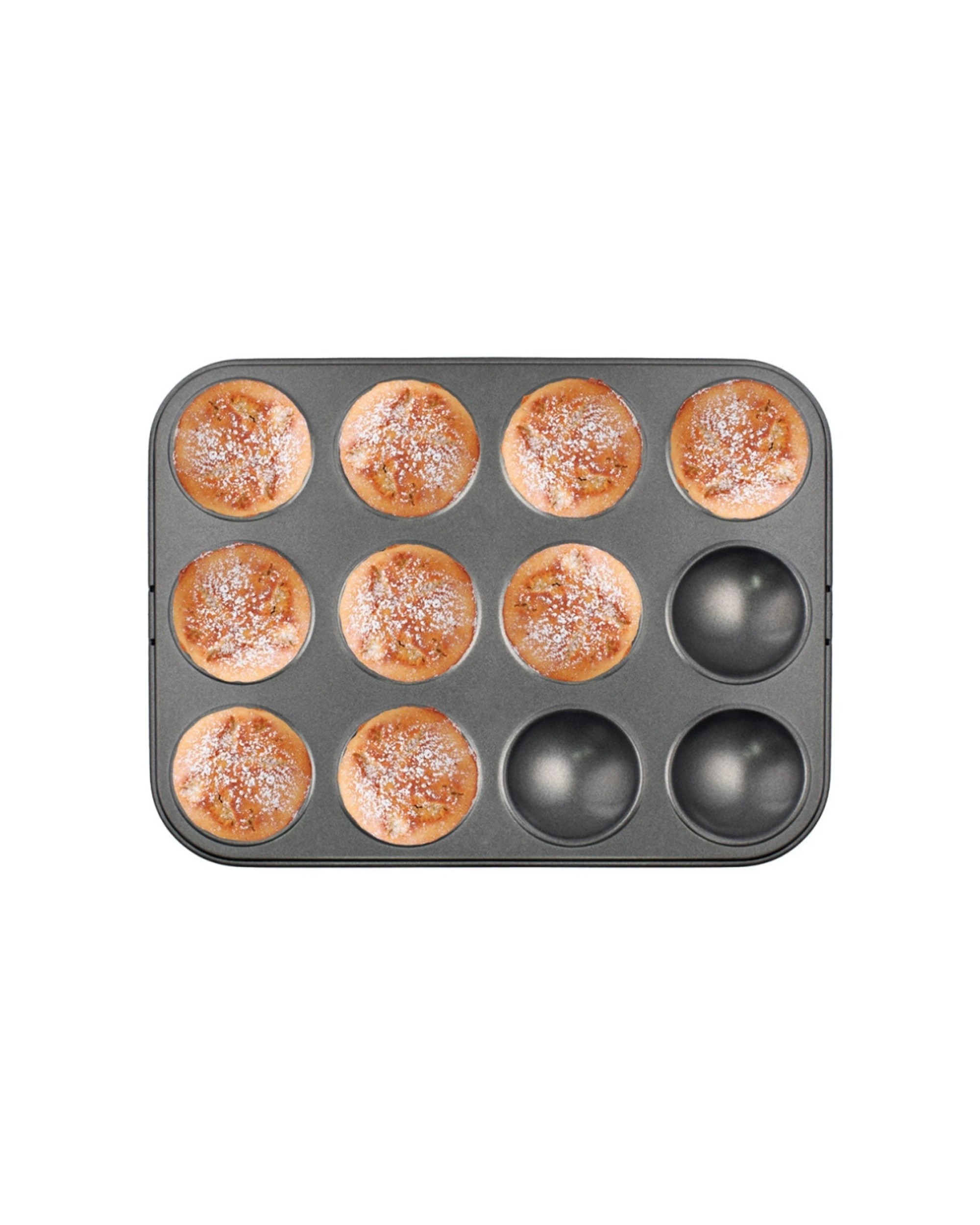 2 Bakemaster 12 Cup Patty Pan Non Stick Durable Baking Mould 32cmx24cm - Grey, 2 of 2