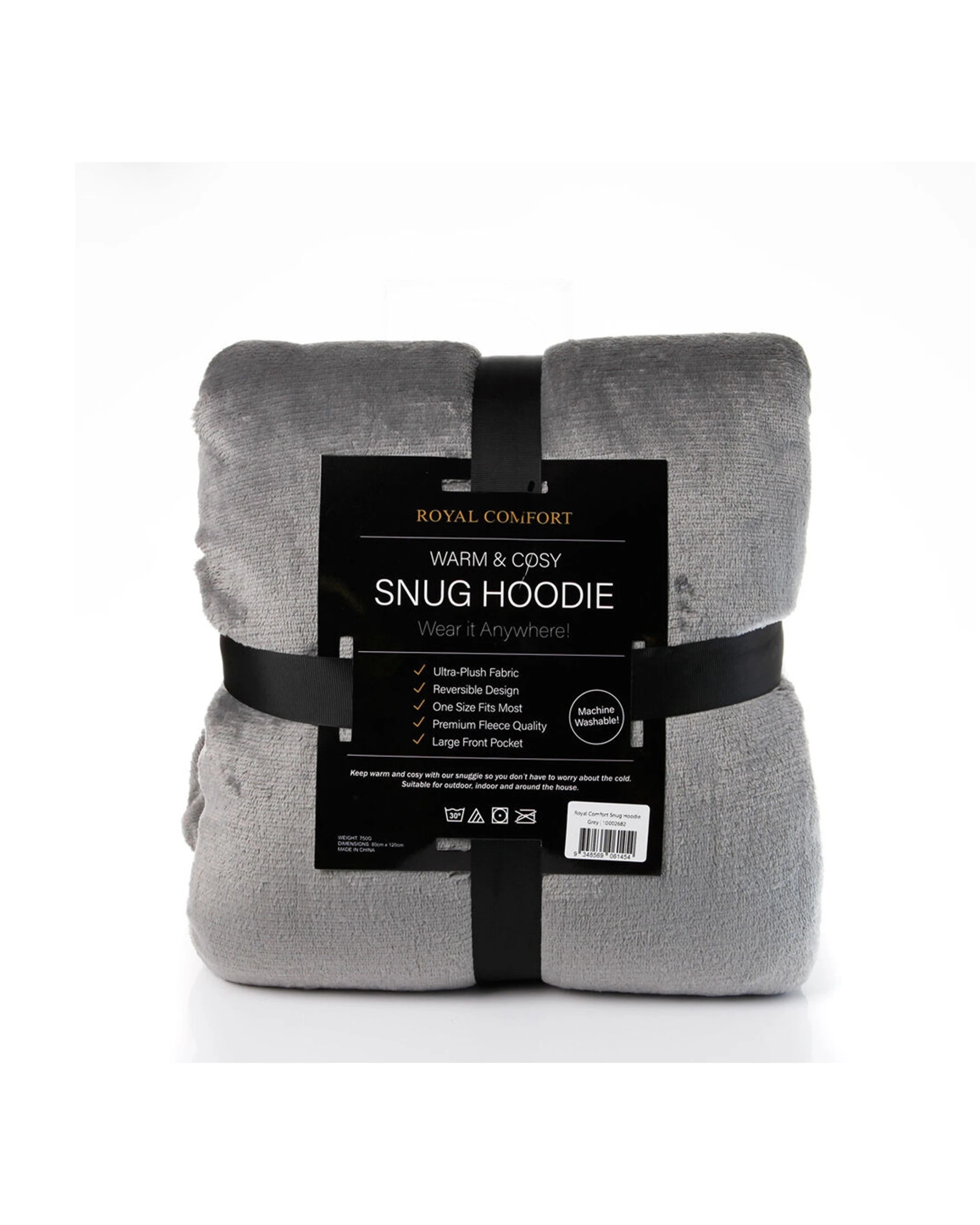 5 Royal Comfort Reversible Fleece Winter Snug Hoodie Soft Double-Layered - Grey, 5 of 6