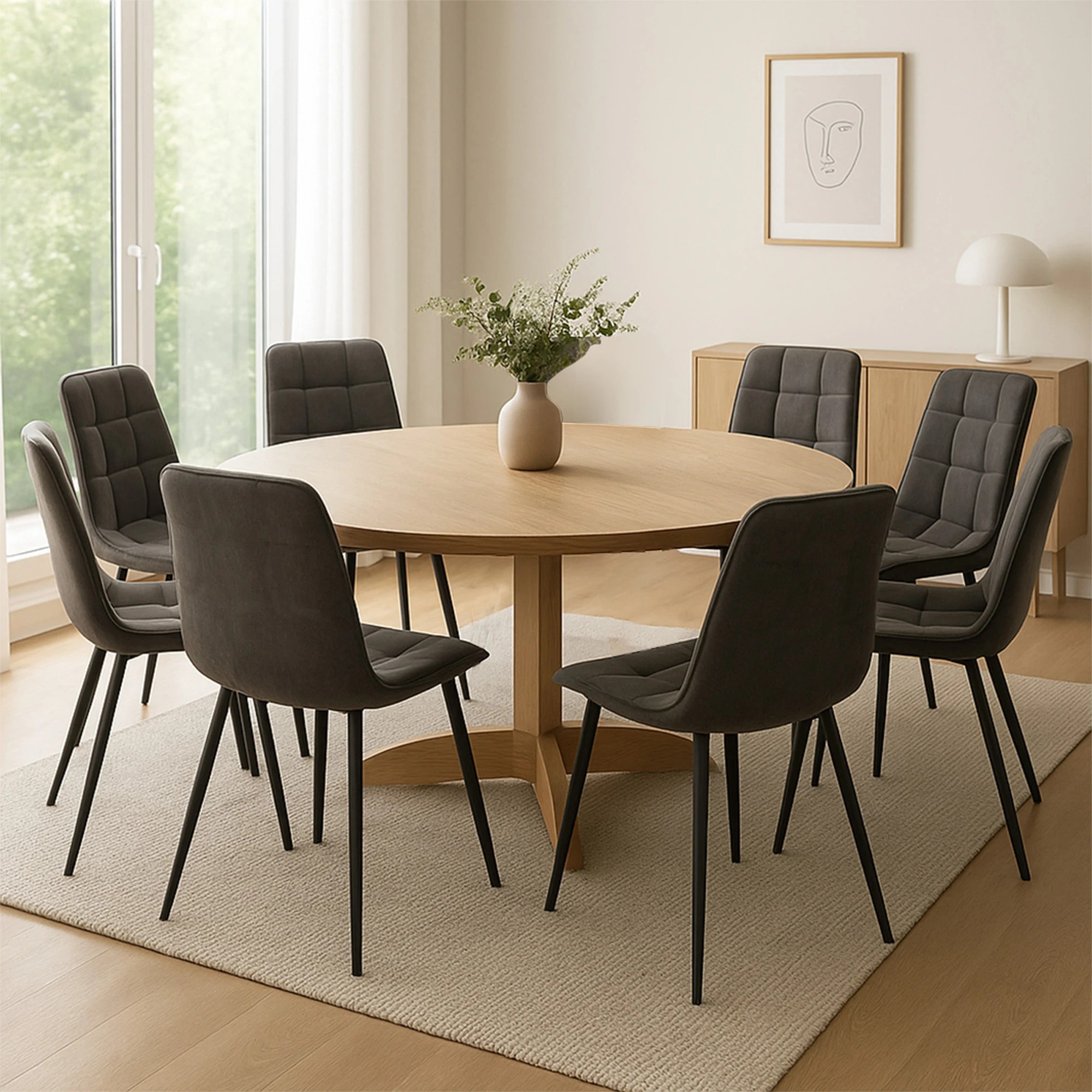 8 Levede 8x Dining Chairs Soft Velvet - Grey, 8 of 8