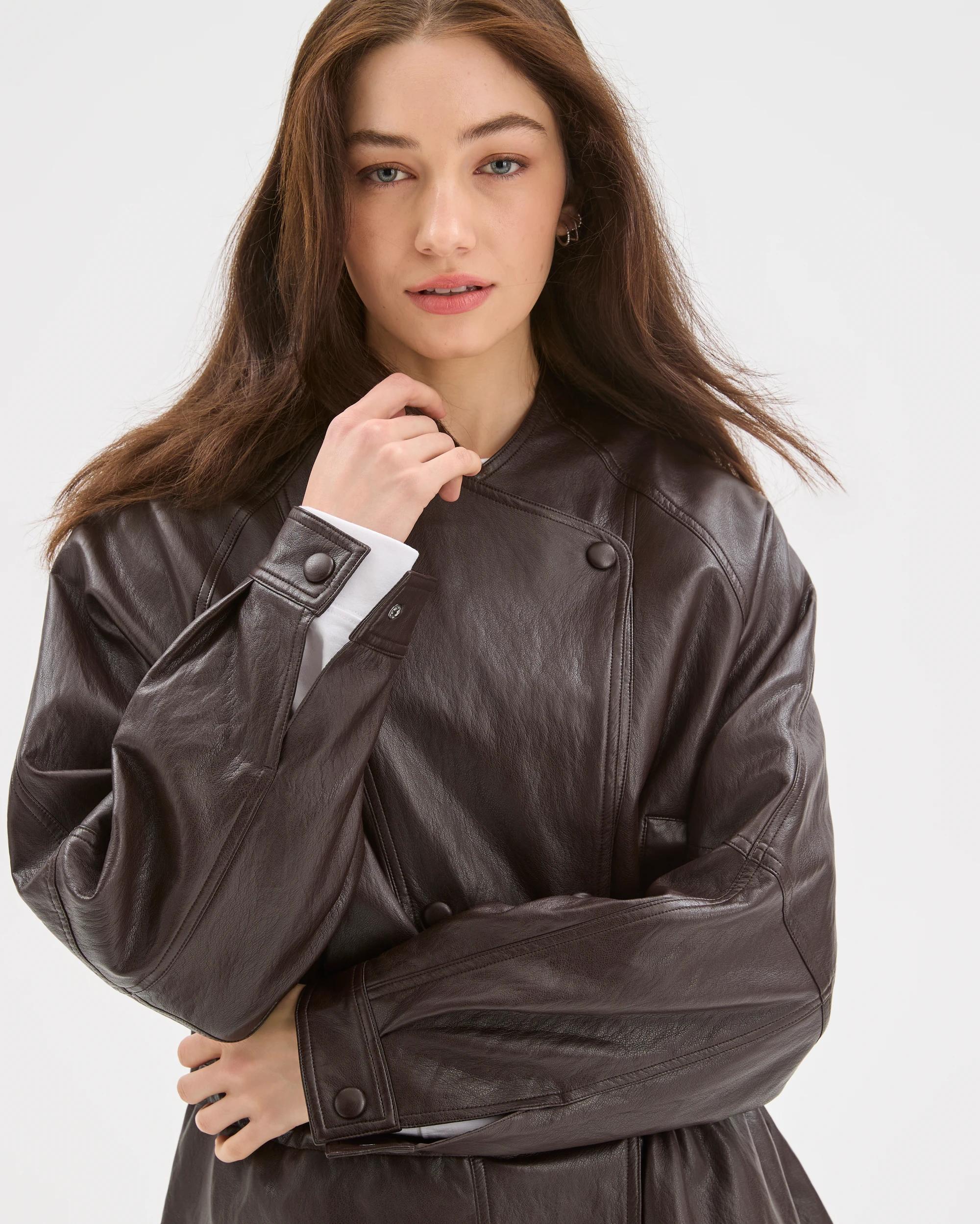 7 Lily Loves PU Aviator Jacket TRUFFLE, 7 of 9