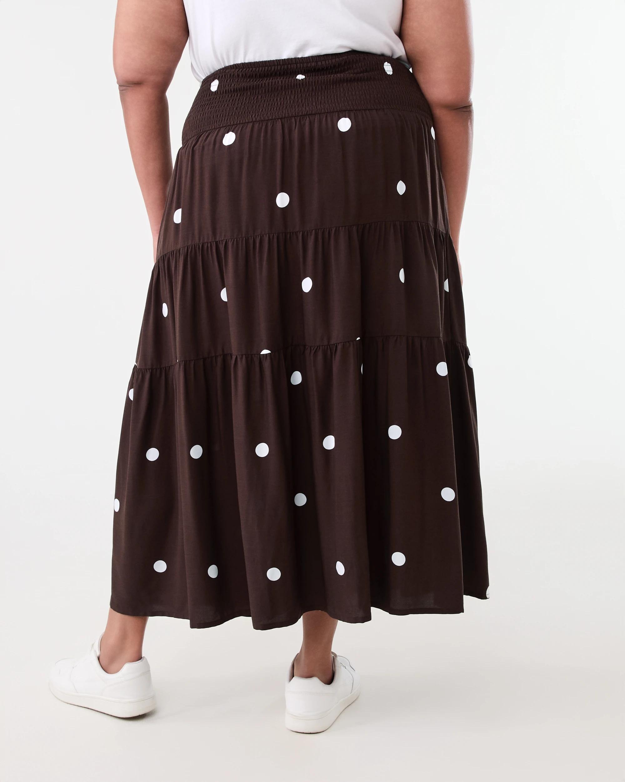 3 Curve Multi Tiered Textured Maxi Skirt Choc White, 3 of 5