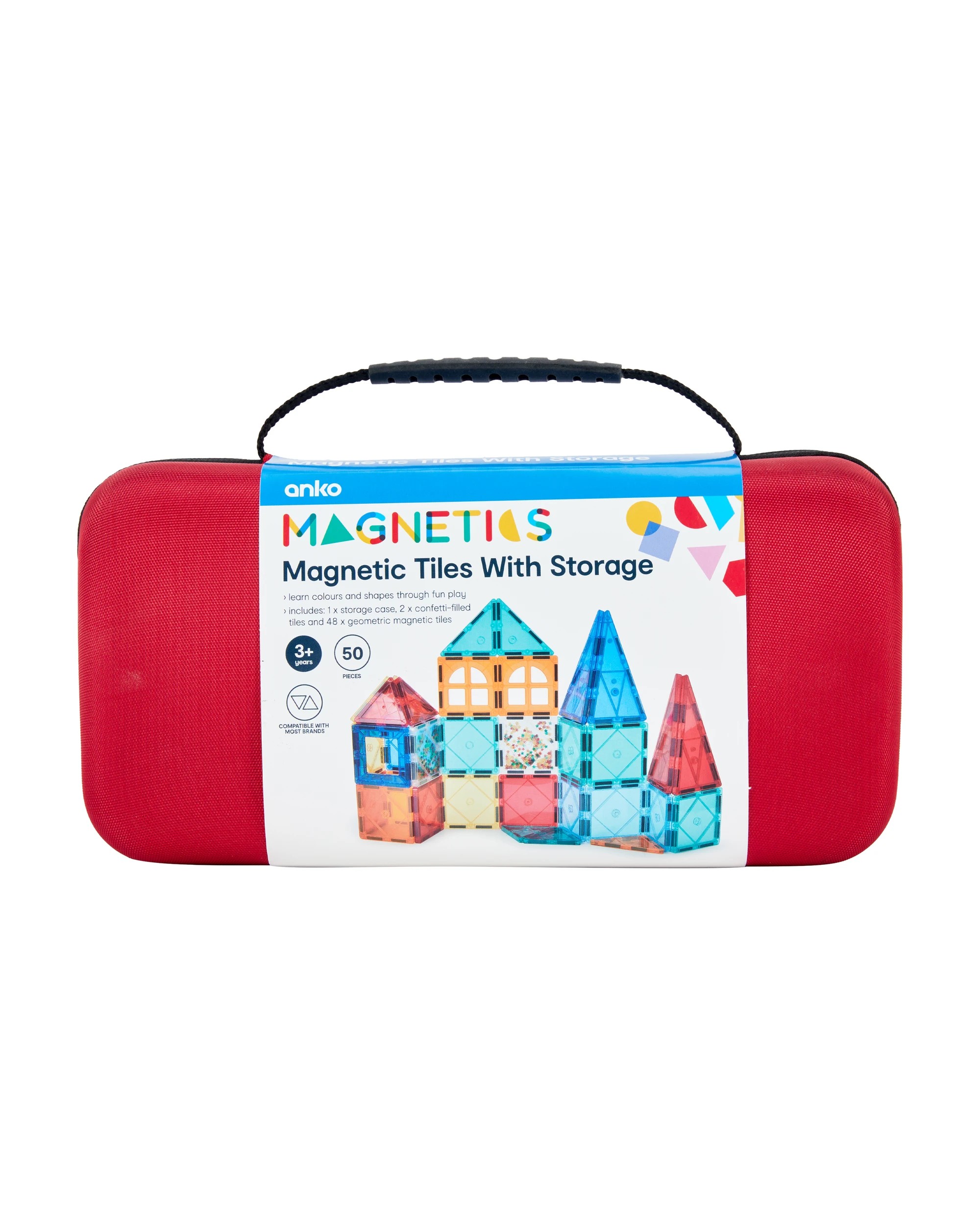 7 50 Piece Magnetic Tiles Set with Storage, 7 of 8