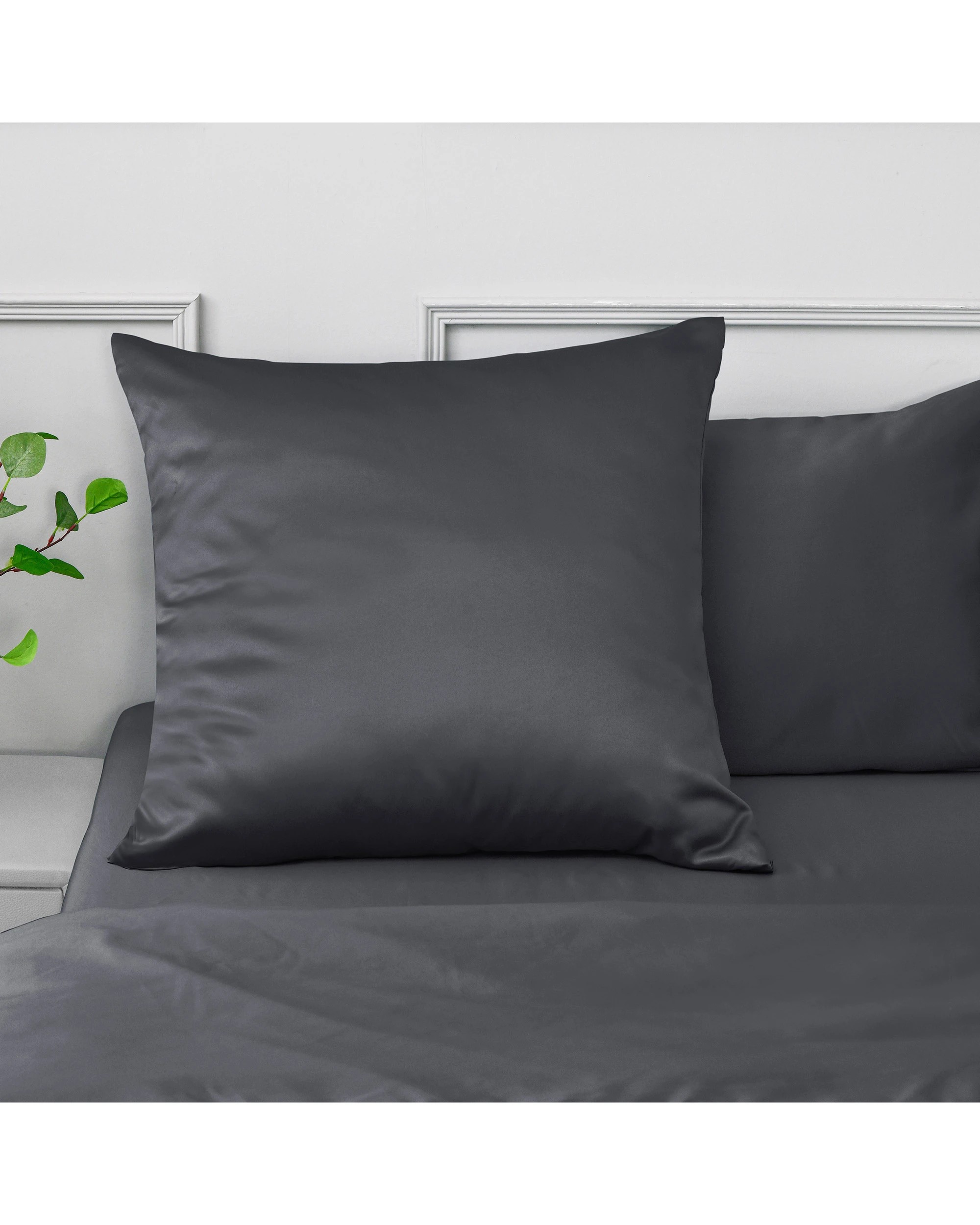 1 Dreamaker Matte Satin Euro Pillowcase - Charcoal, 1 of 5