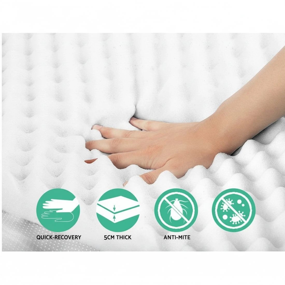 5 Giselle Bedding Foam Mattress Topper Egg Crate 5cm Double - Double Bed - White, 5 of 7