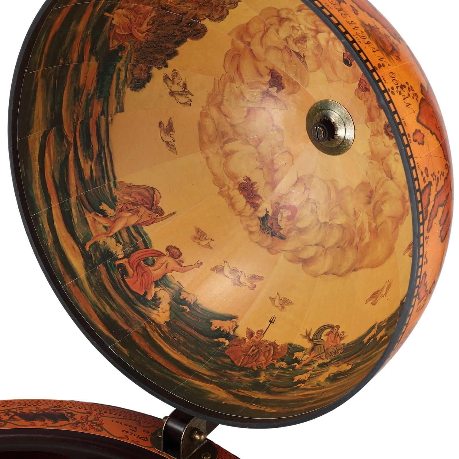 5 Ausway Antique Globe Bar Cabinet Mini Wine Rack Drinks Round Storage Mid-century Alcohol Trolley Cart, 5 of 6