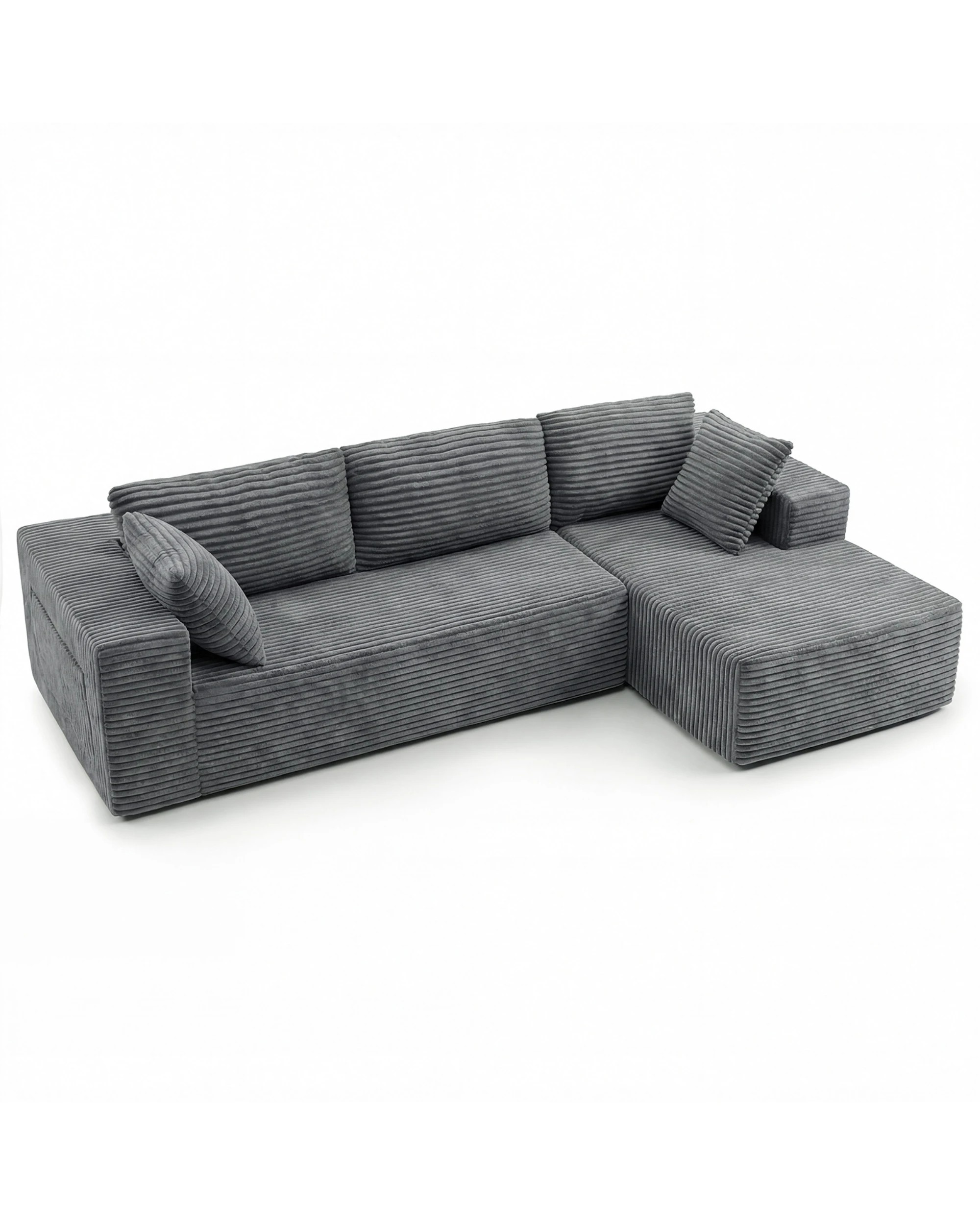1 Advwin 277cm L Shape Convertible Modular Sectional Couch - Grey, 1 of 8
