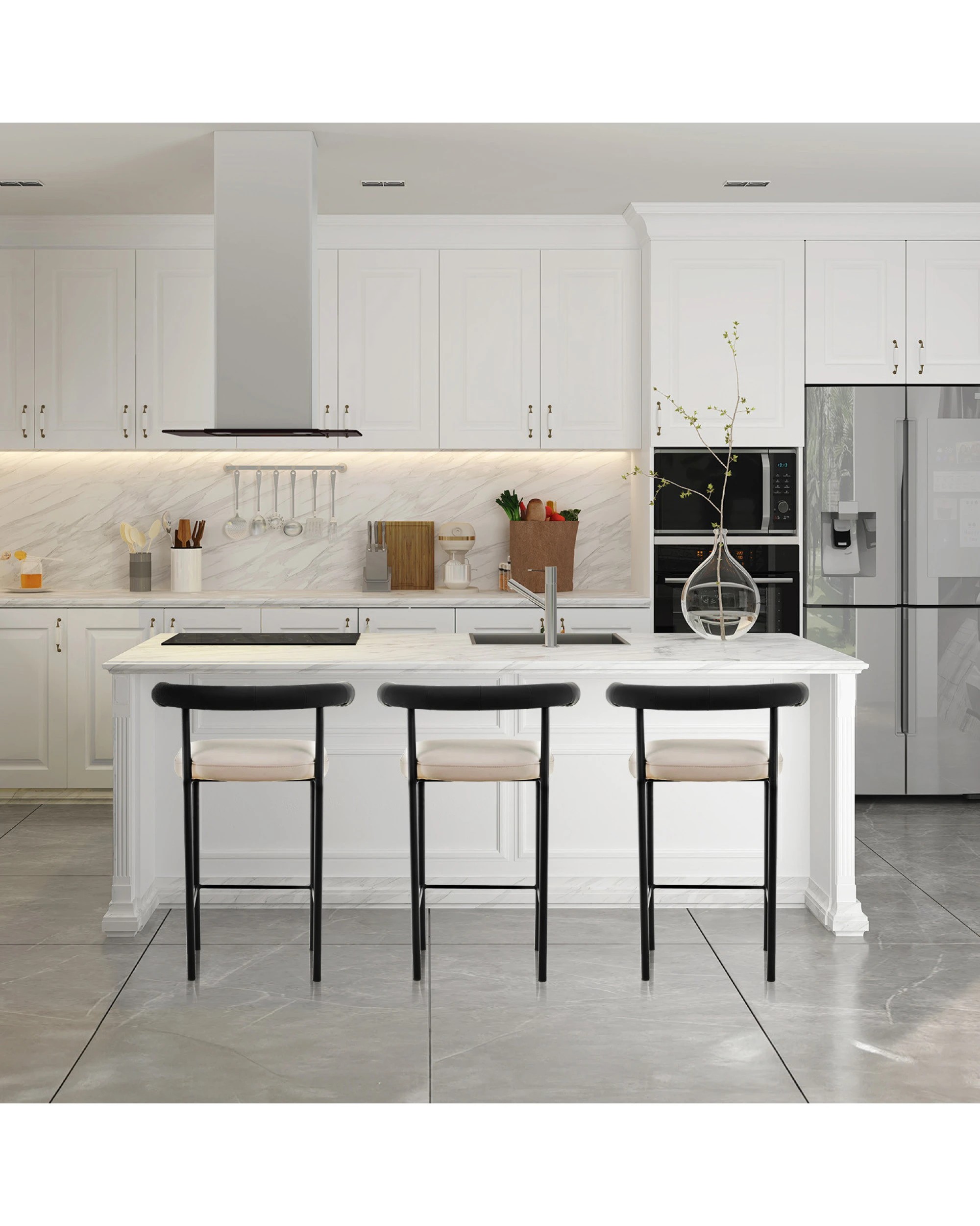 9 Sarantino Cedric Kitchen Bar Stool - Black And Beige, 9 of 10