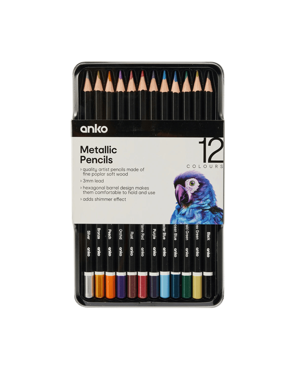 12 Pack Metallic Pencils