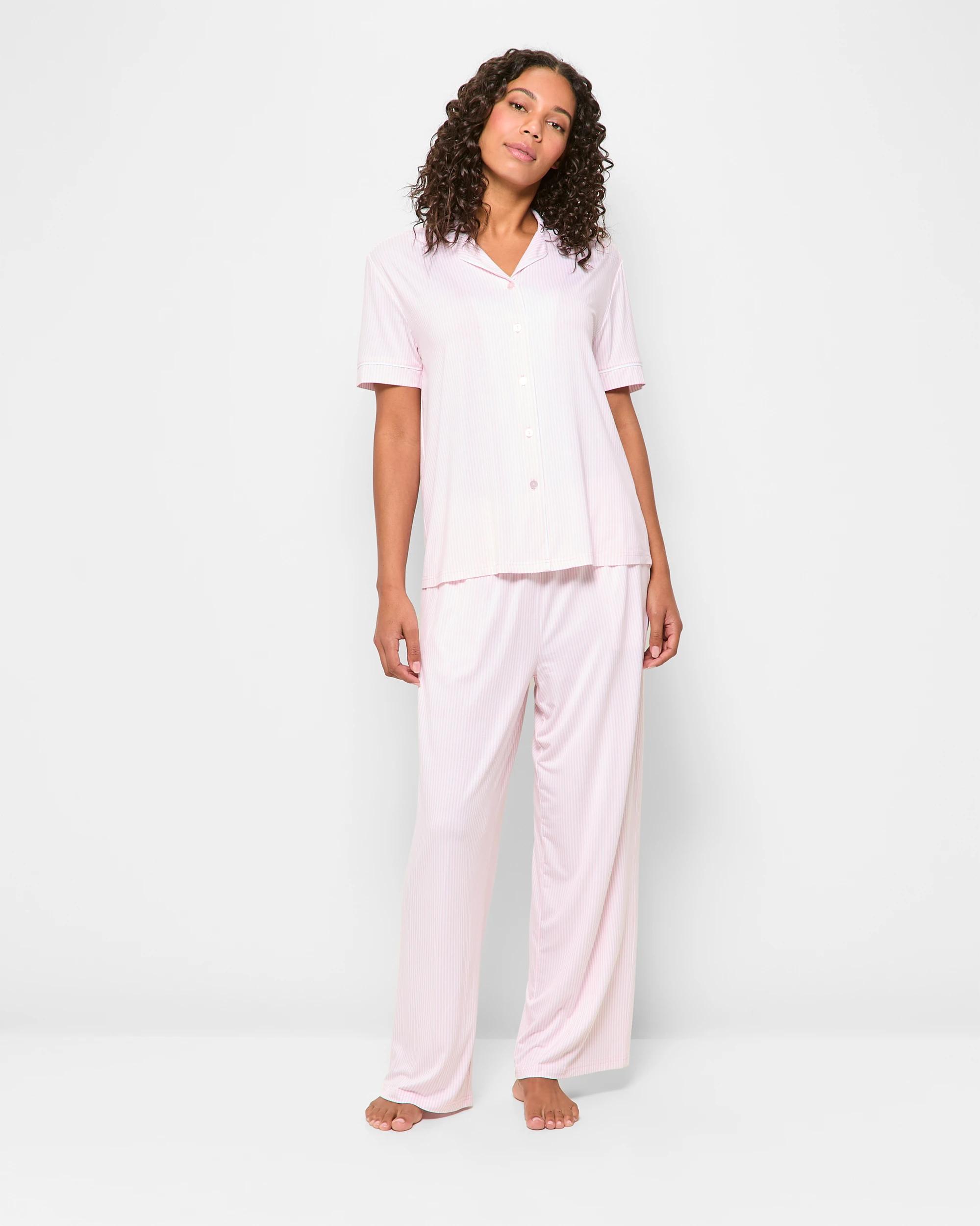 2 Target Woman Womens Soft Comfort Bamboo Full Length Pyjama Set PINK STRIPE, 2 of 5