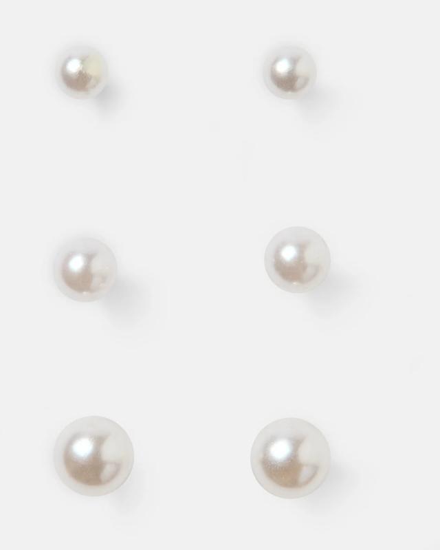 3 Pack Sterling Silver Faux Pearl Earr