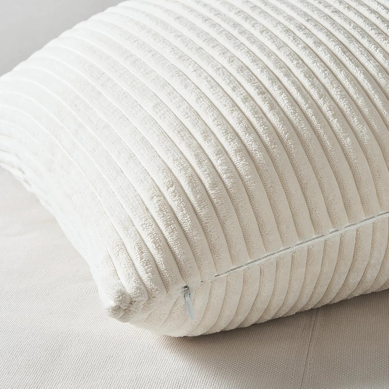 4 Gioia Casa 4-Pack Corduroy Velvet Cushion Covers 30x50cm - Beige, 4 of 4