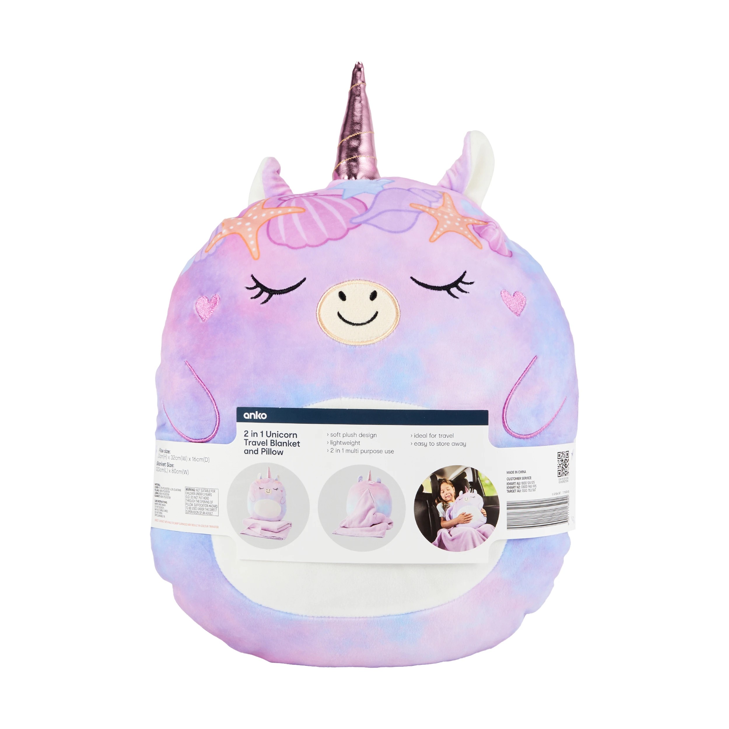 6 2 in 1 Unicorn Travel Blanket and Pillow, 6 of 6