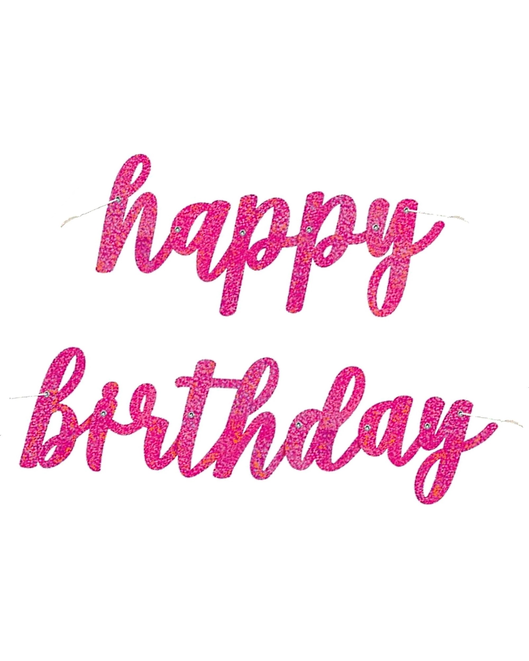 1 Unique Hot Prismatic Happy Birthday Letter Banner 83.8cm - Pink, 1 of 2