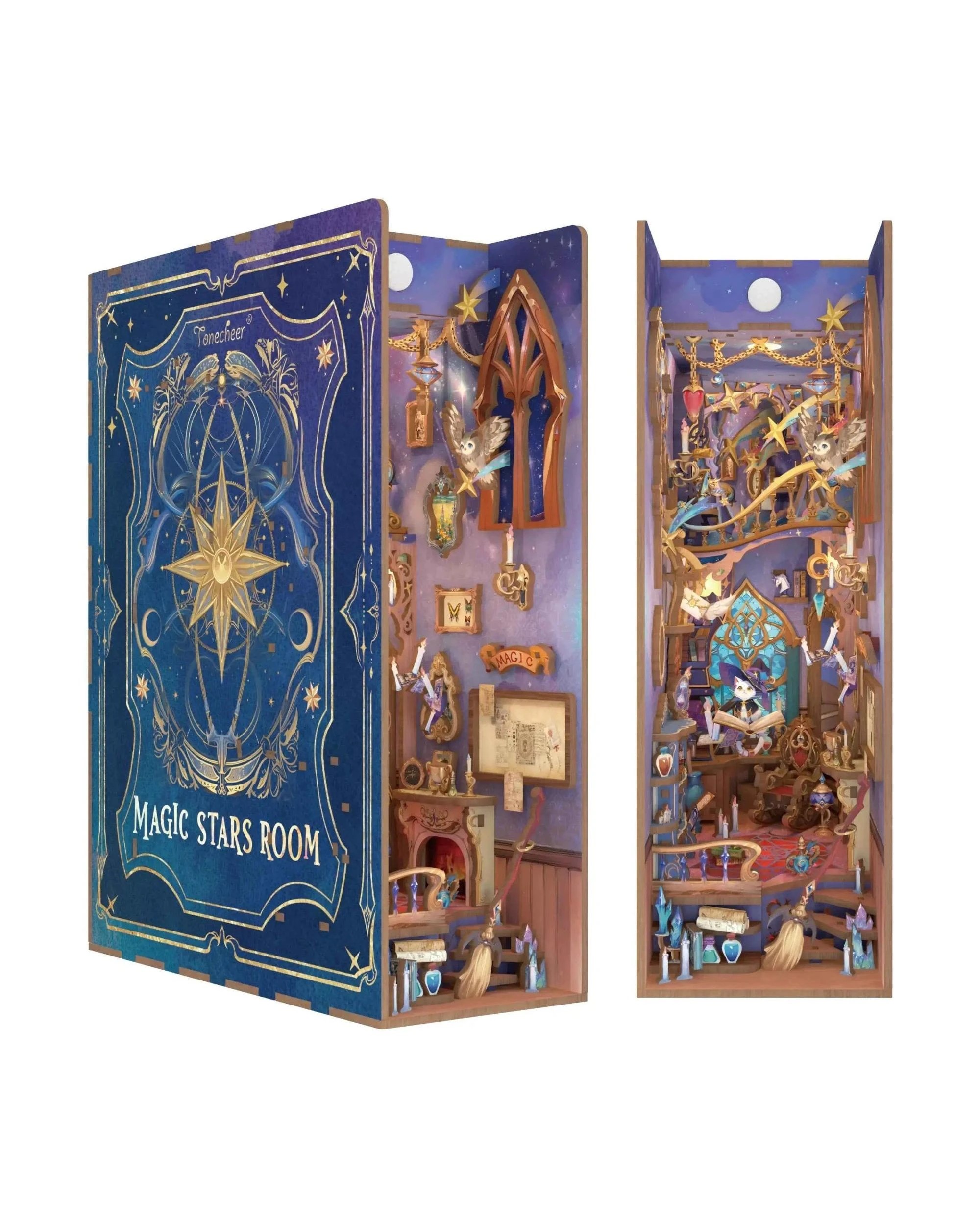 2 Tonecheer 3D Wooden Puzzle DIY Book Nook Kit - Magic Stars Room, 2 of 5