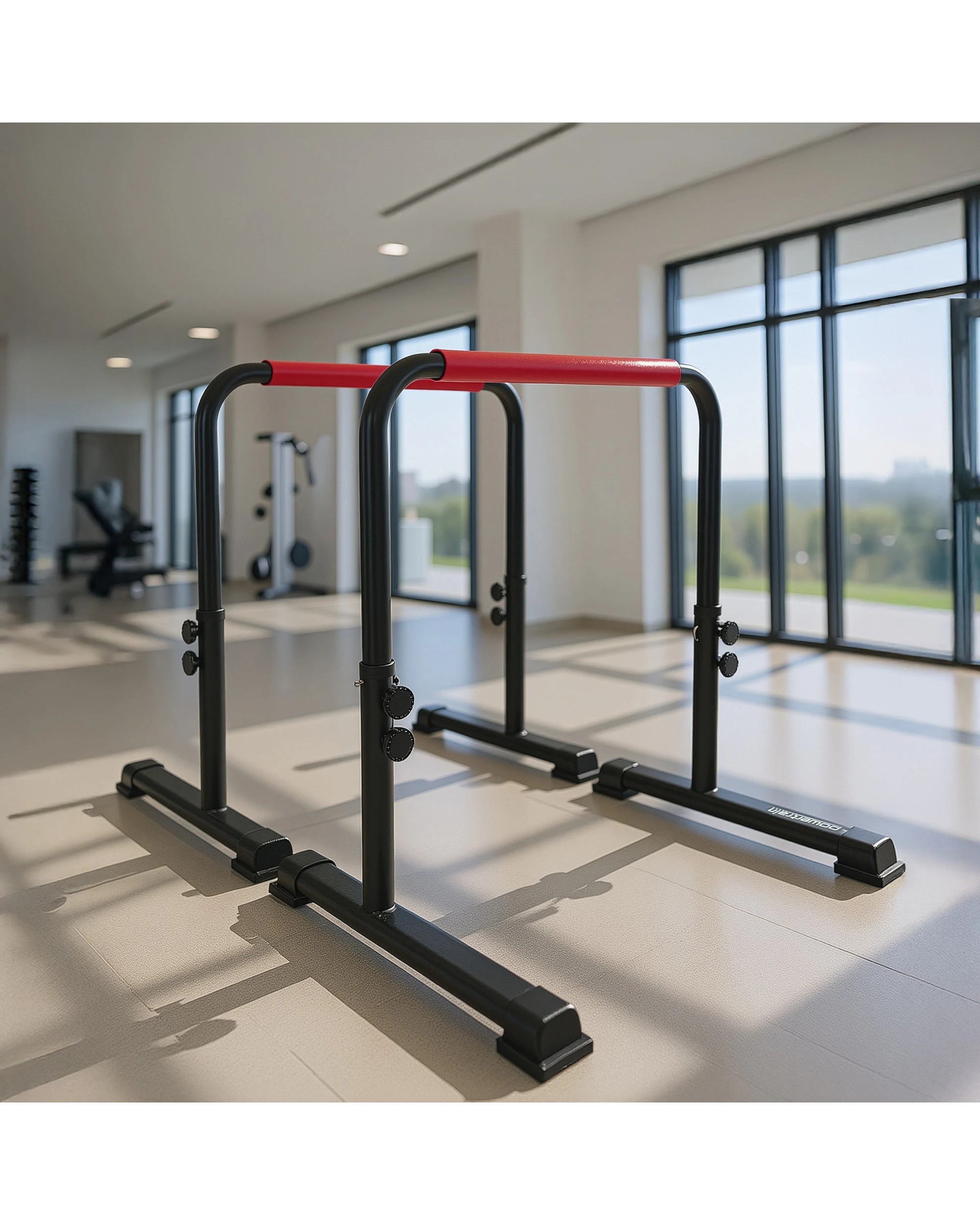 4 Powertrain Height-Adjustable Dip Bars Pair Load Capacity 200kg Separated Type - Black, 4 of 8