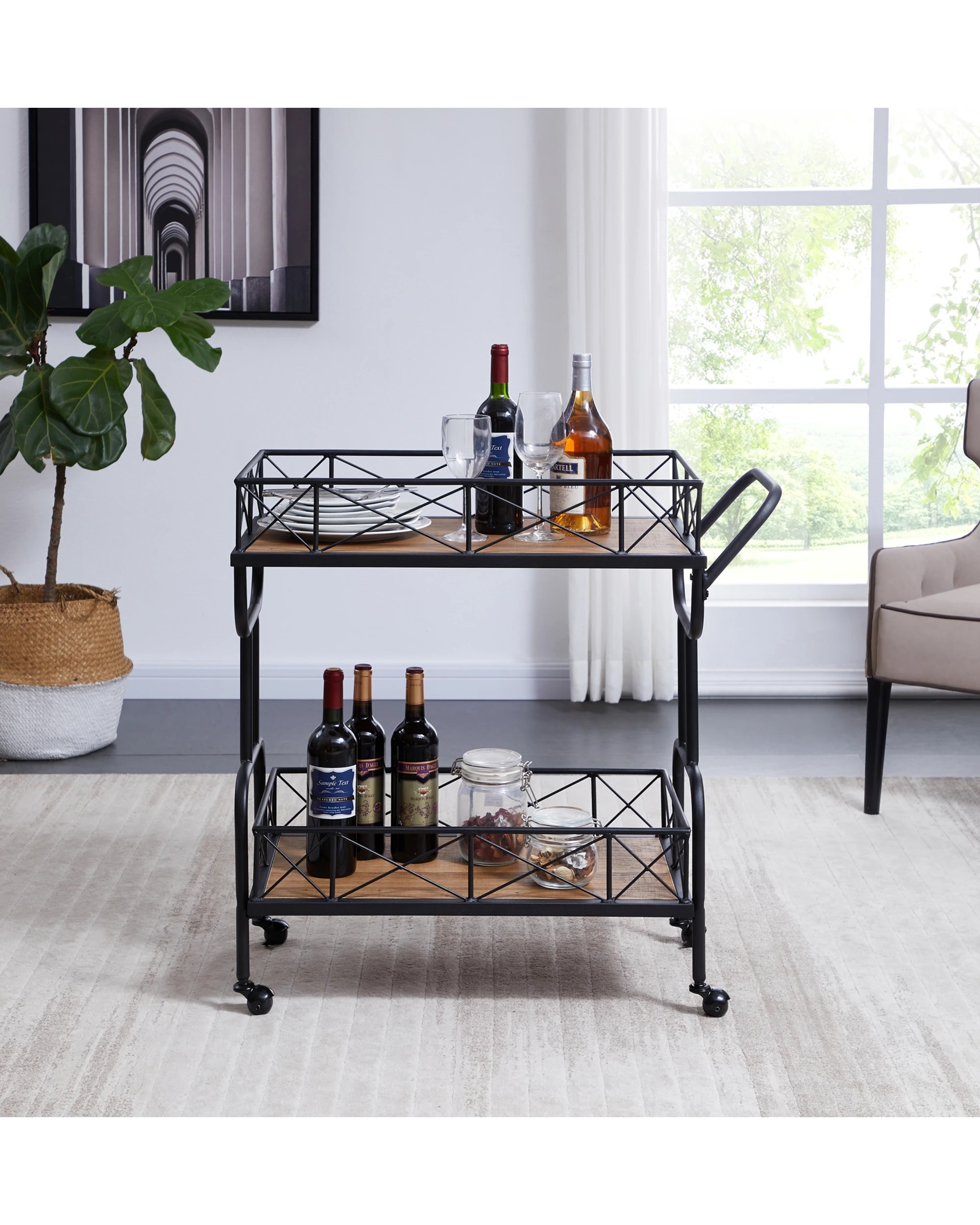 2 IHOMDEC Drink Trolley Bar Carts - Black, 2 of 10