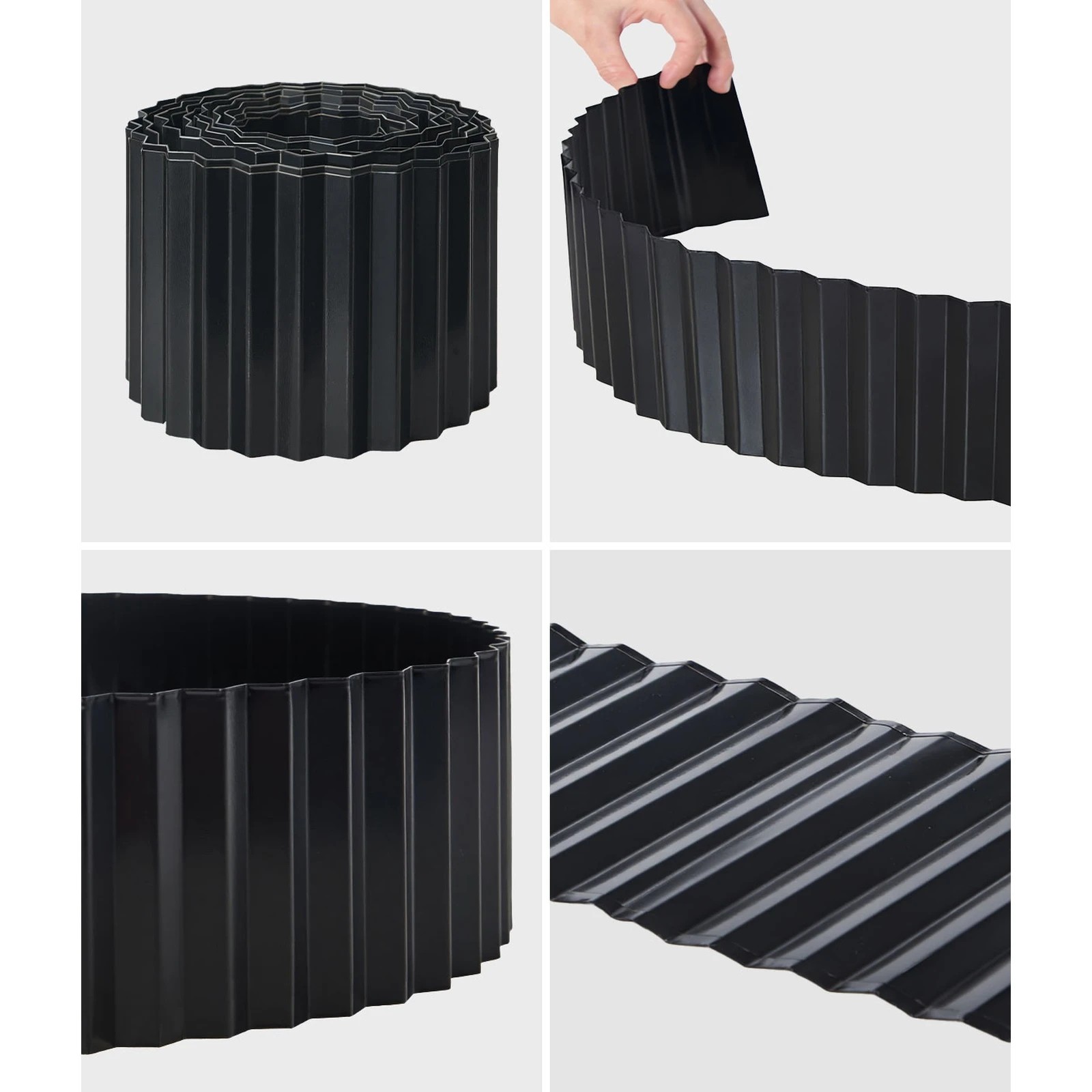 6 Livsip Garden Edging 20mx15cm Landscape Lawn Edge Border DIY Fence Steel - Black, 6 of 9