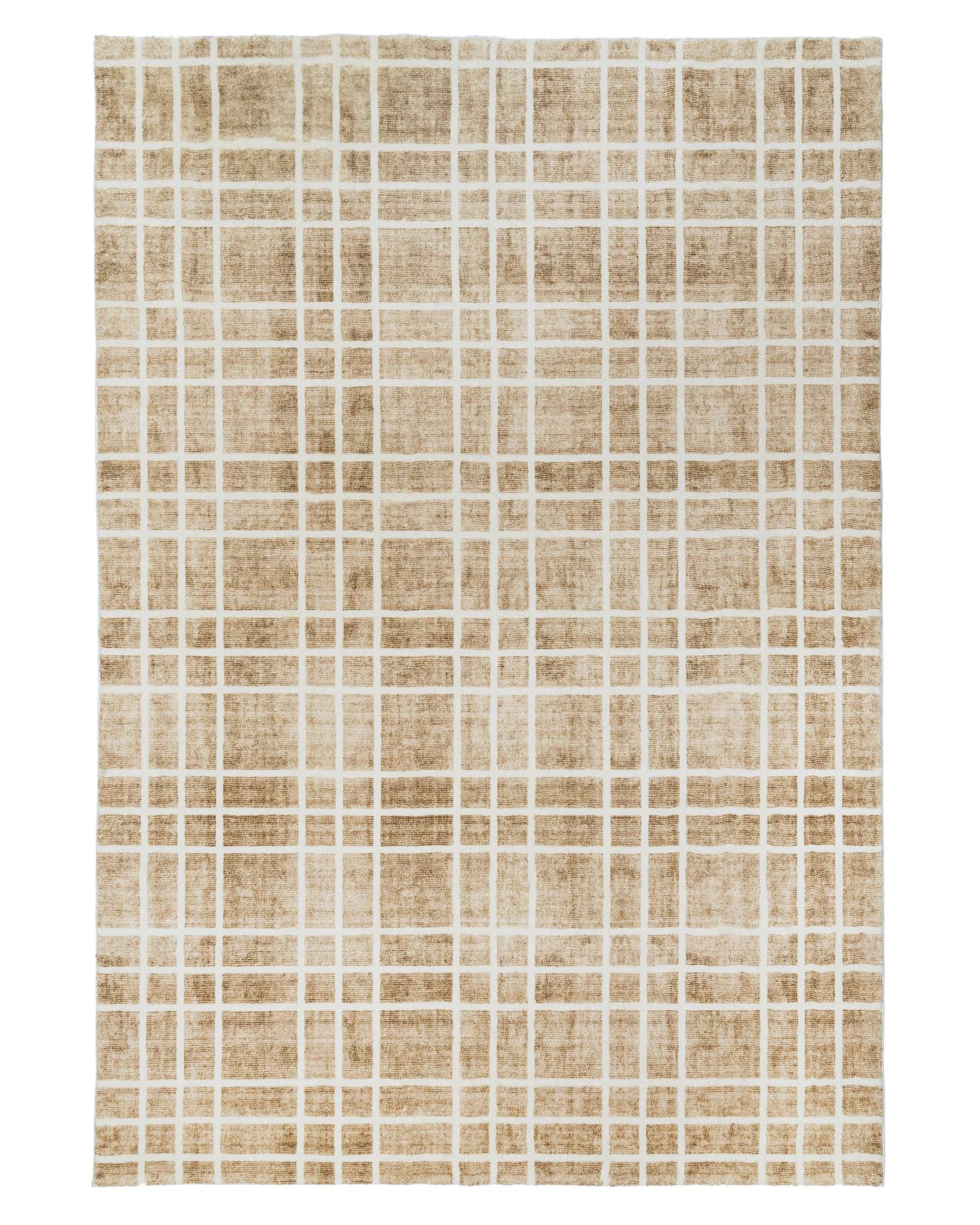 1 Loopsie Oodi Plaid Washable Rug-180cm x 120cm - Brown, 1 of 6