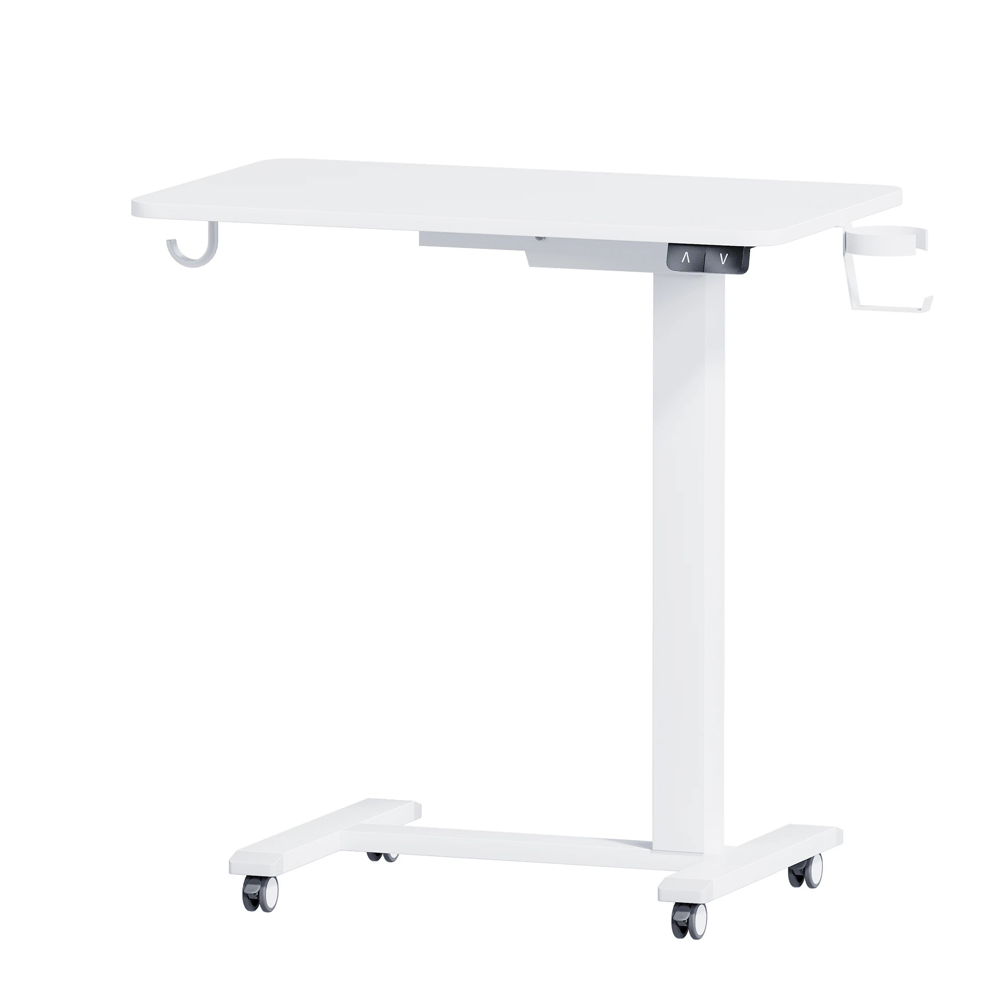 1 Advwin Portable Electric Standing Desk Height Adjustable Small Mobile Table - White, 1 of 7