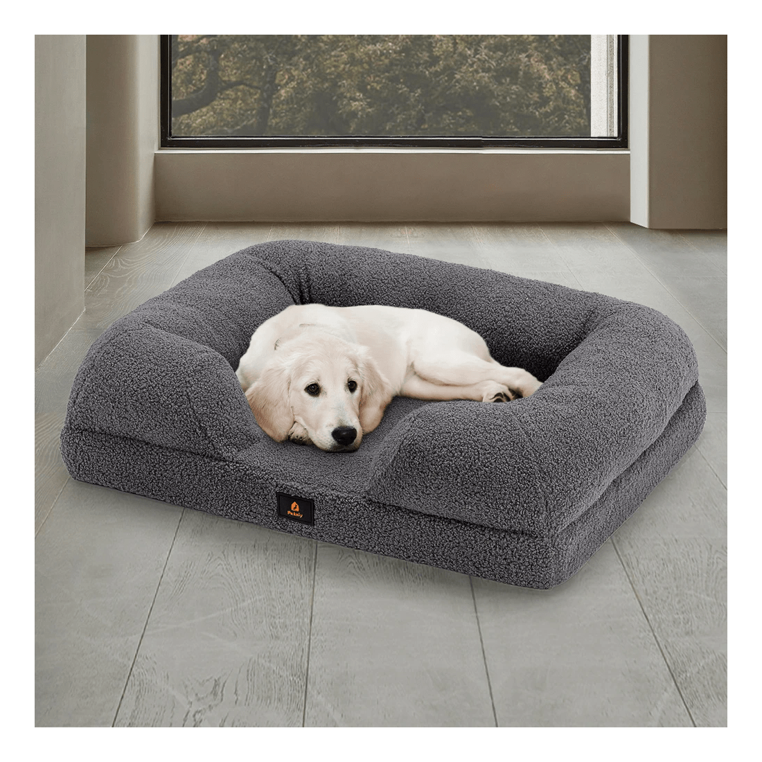 3 Petzly Memory Foam Dog Bed Pet Sofa Calming Bed Washable Removable - Grey, 3 of 3
