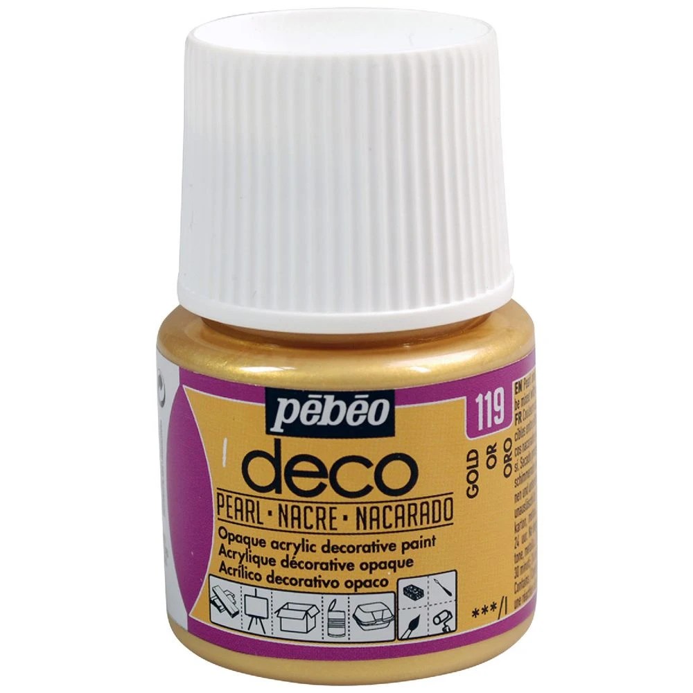 1 Pebeo Deco Acrylic Paint Pearl 45mL Gold, 1 of 1