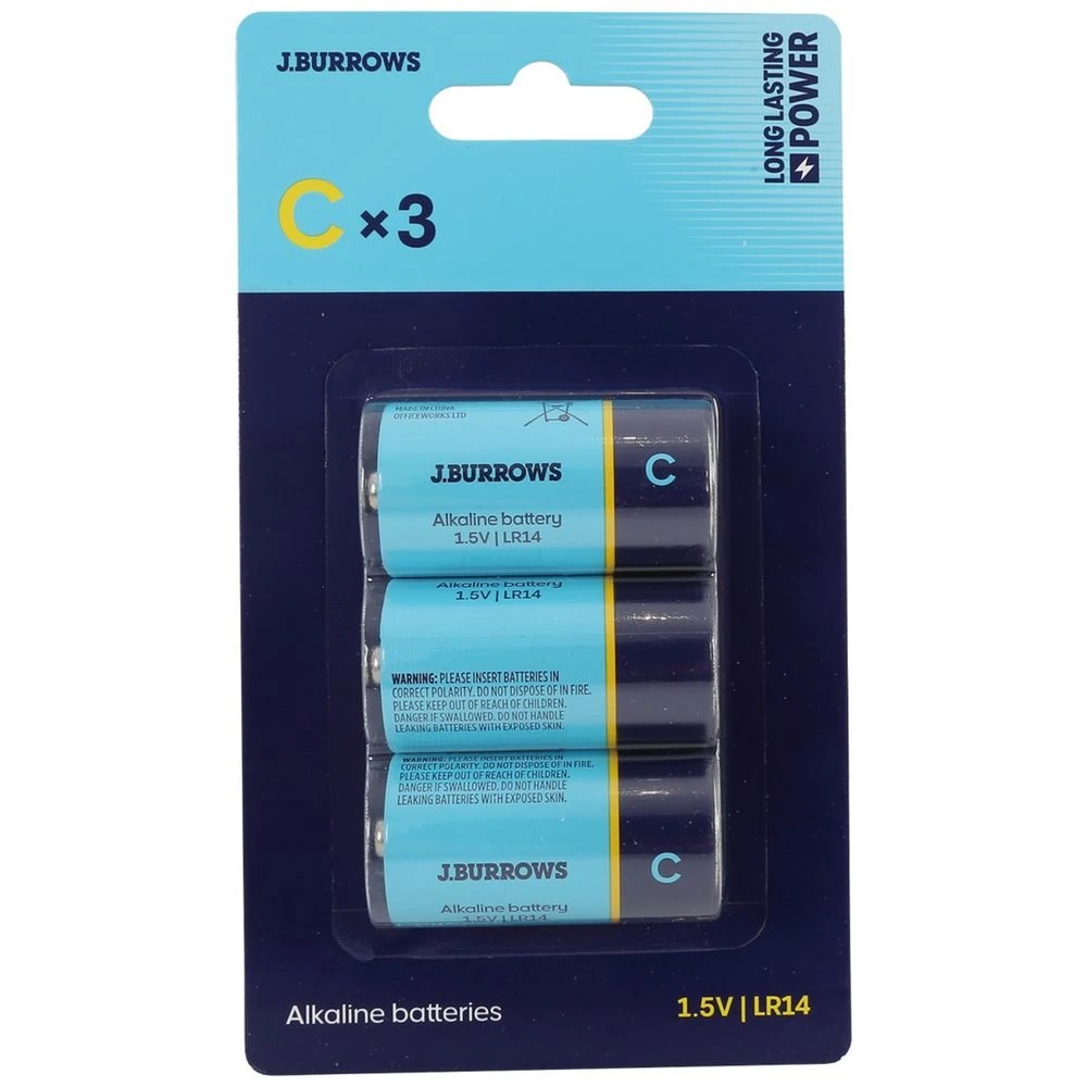 1 J.Burrows C Alkaline Batteries 3 Pack, 1 of 6