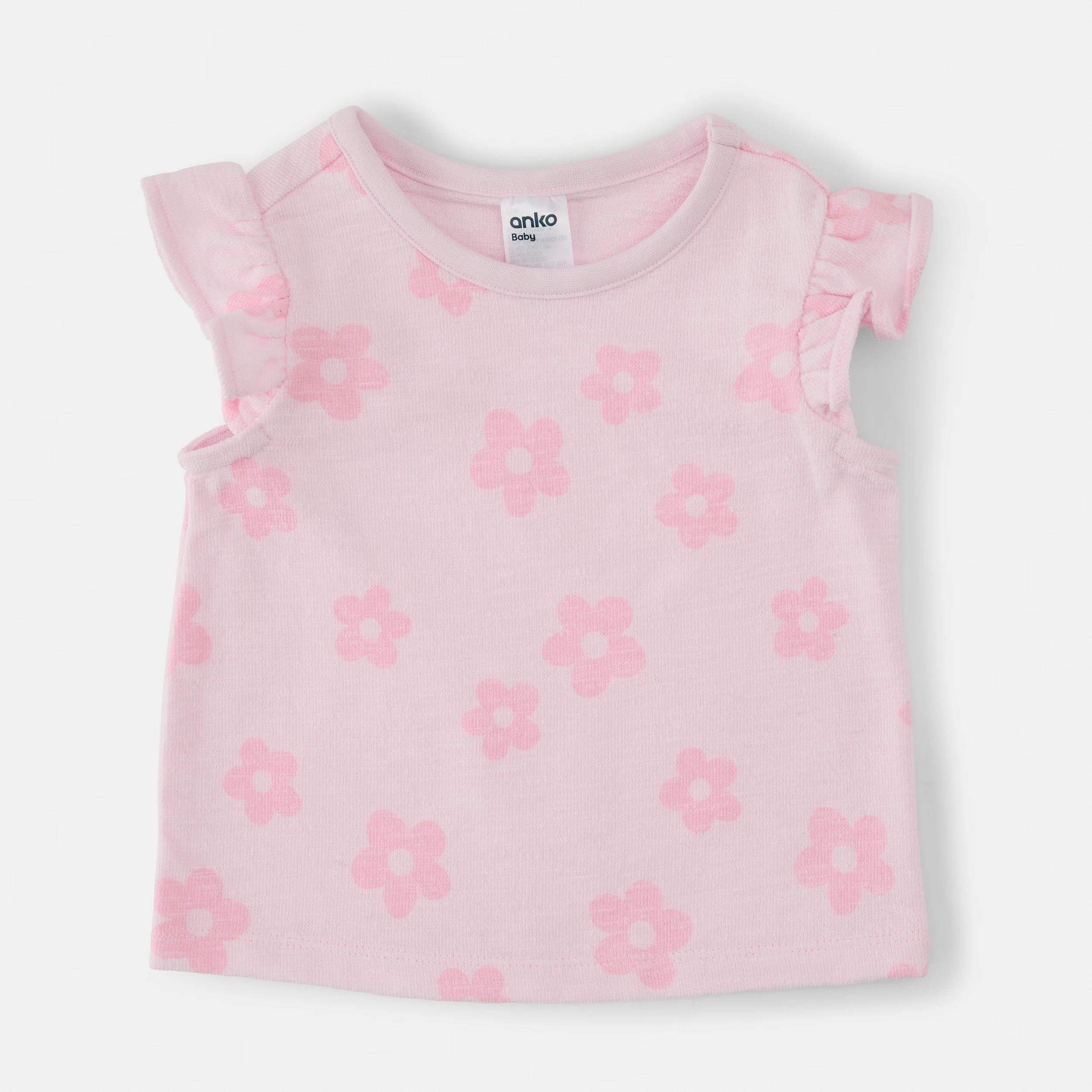 3 Short Sleeve Frill Slub Set PINK FLORAL, 3 of 6